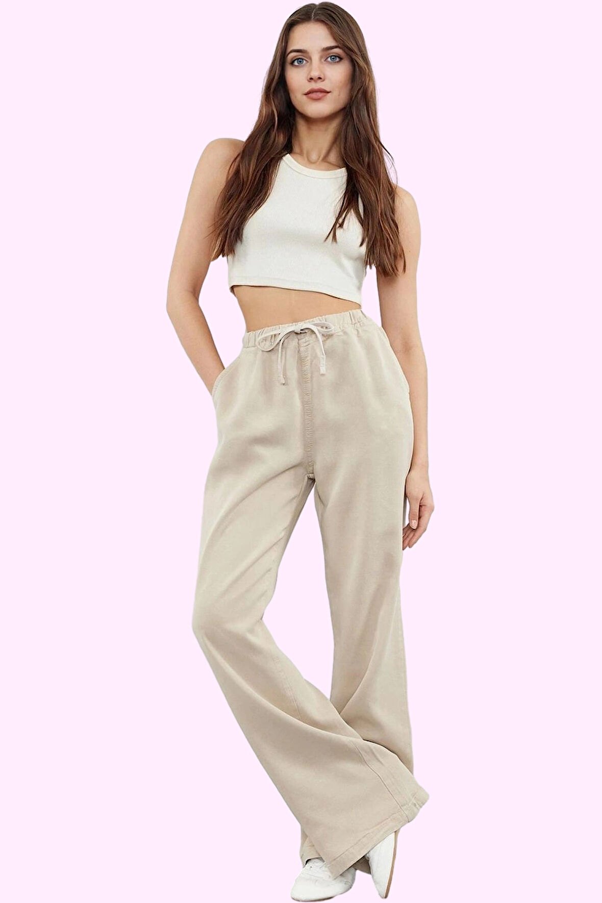 Kadın Liyosel Pantolon Yüksek Bel Wide Leg Regular Boy Günlük Şıklık Yaz Aylarının Vazgeçilmezi