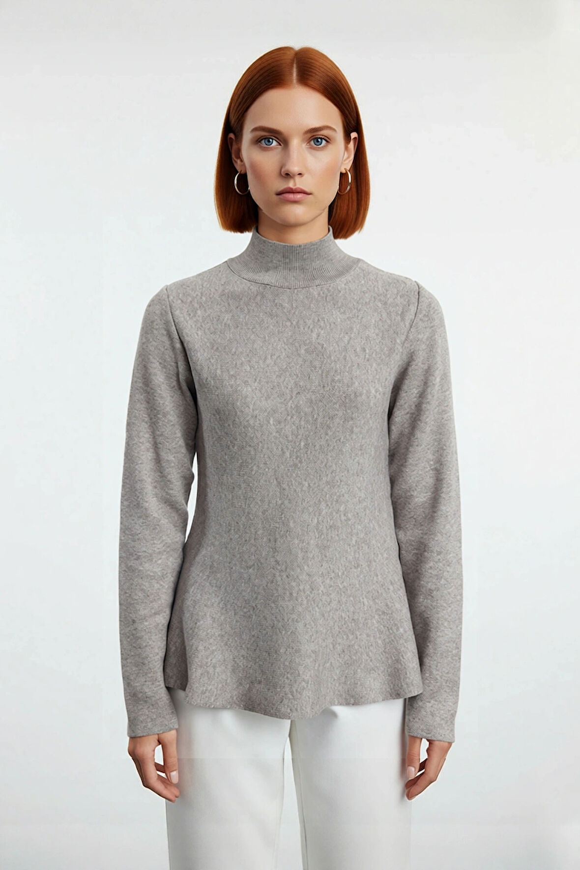 Kadın Dik Yaka Triko Kazak Kış Sezonu İçin Regular Kalıp Şık Ve Rahat Günlük Kombinlerin