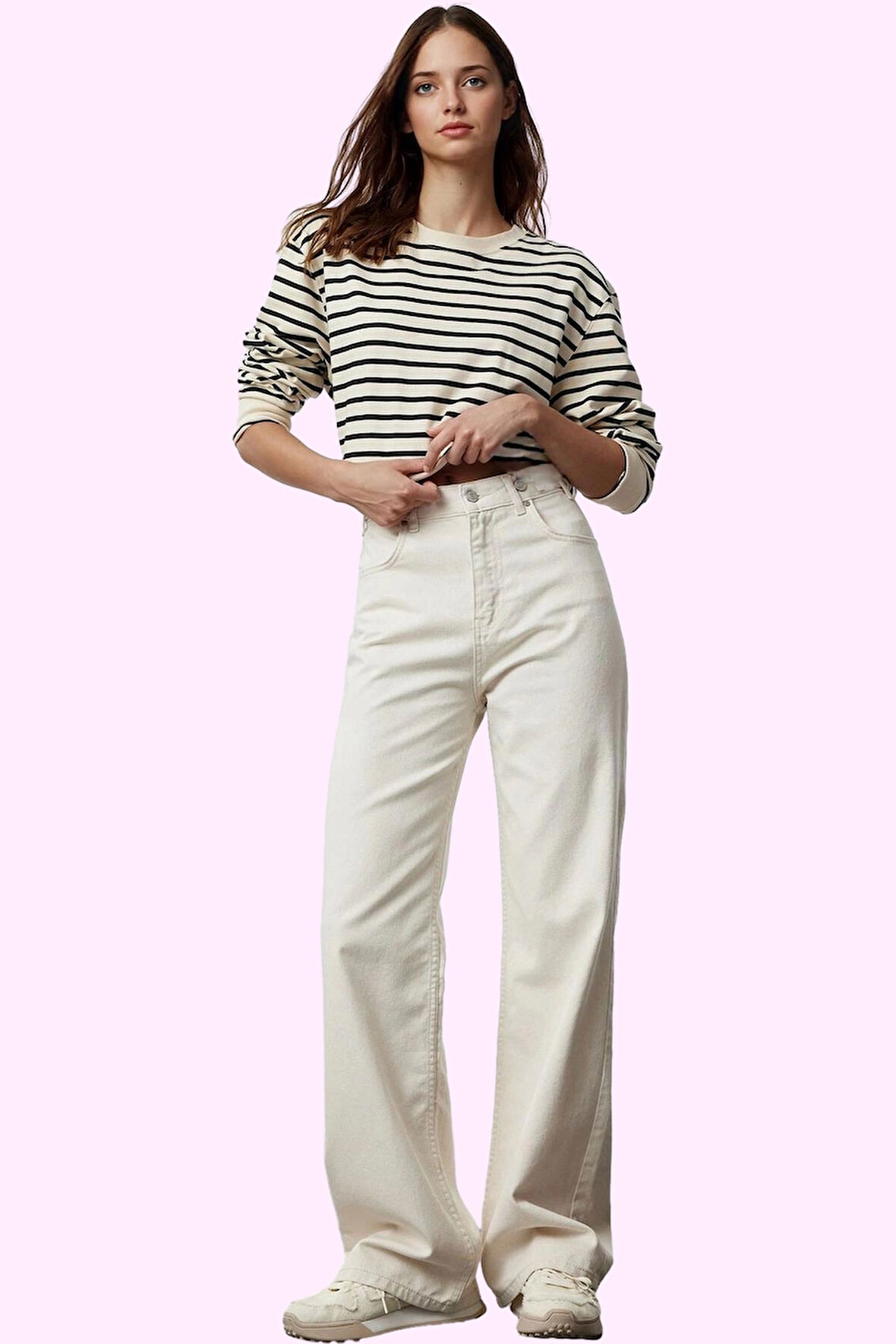 Kadın Düz Desen Wide Leg Pantolon Pamuk Rahat Günlük Stil Hafta Sonu Yaz Aylarının Vazgeçilmezi