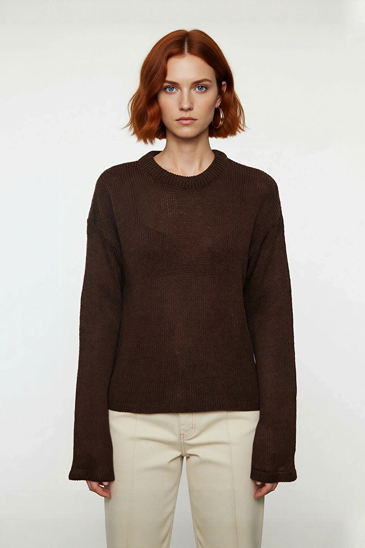 Kadınlara Özel Oversize Triko Kazak İspanyol Kol Bisiklet Yaka Uzun Kollu Rahat Şıklık Kaliteli