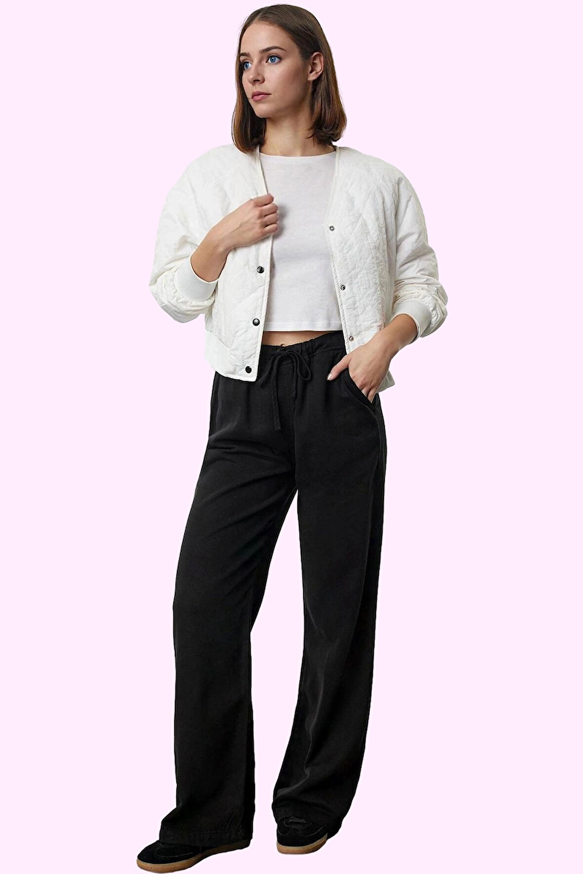 Kadın Liyosel Pantolon Yüksek Bel Wide Leg Regular Boy Günlük Şıklık Yaz Aylarının Vazgeçilmezi