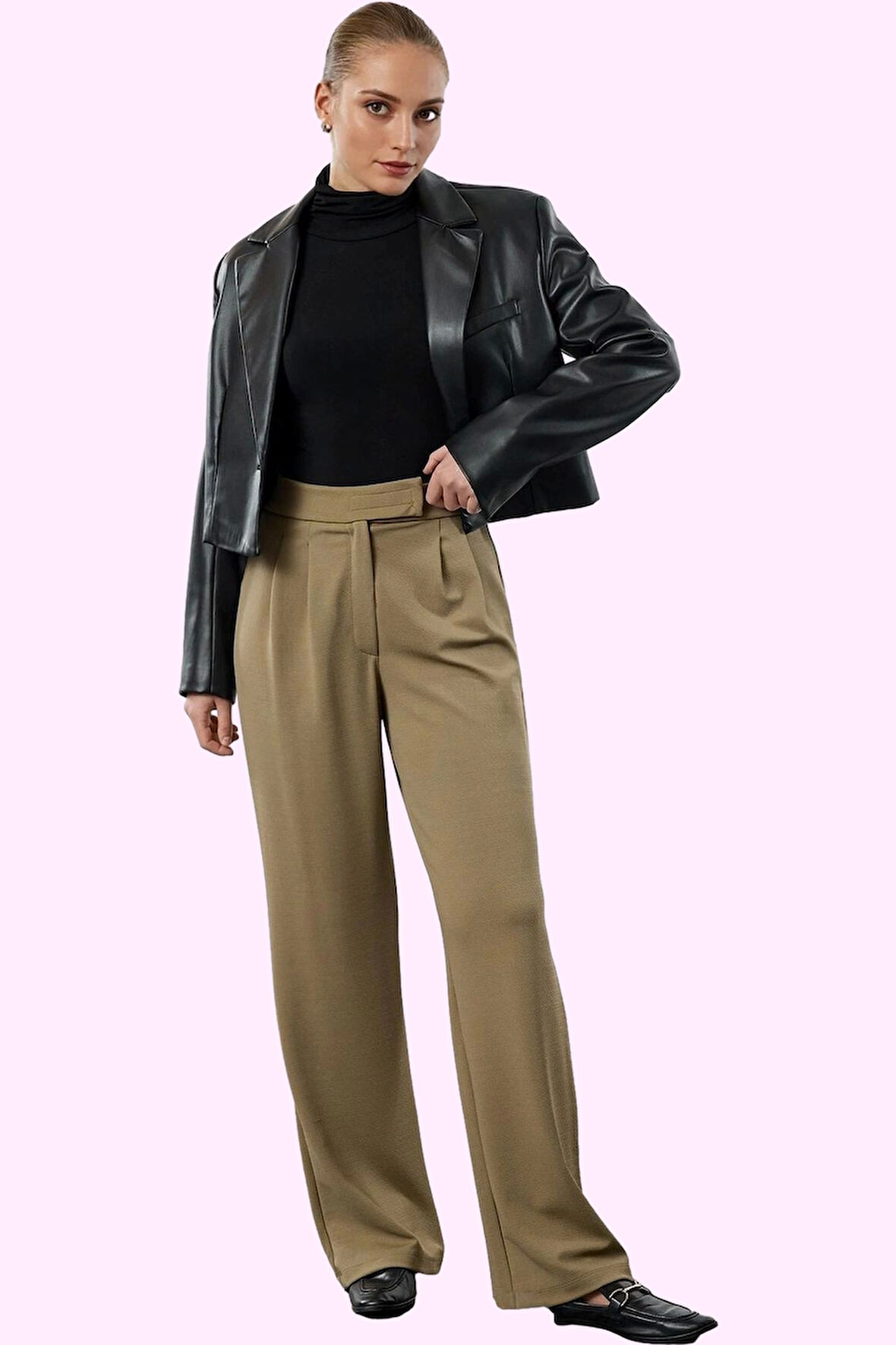 Kadın Renk Casual Yüksek Bel Geniş Paça Pantolon Günlük Kullanım Yaz Aylarının Vazgeçilmezi