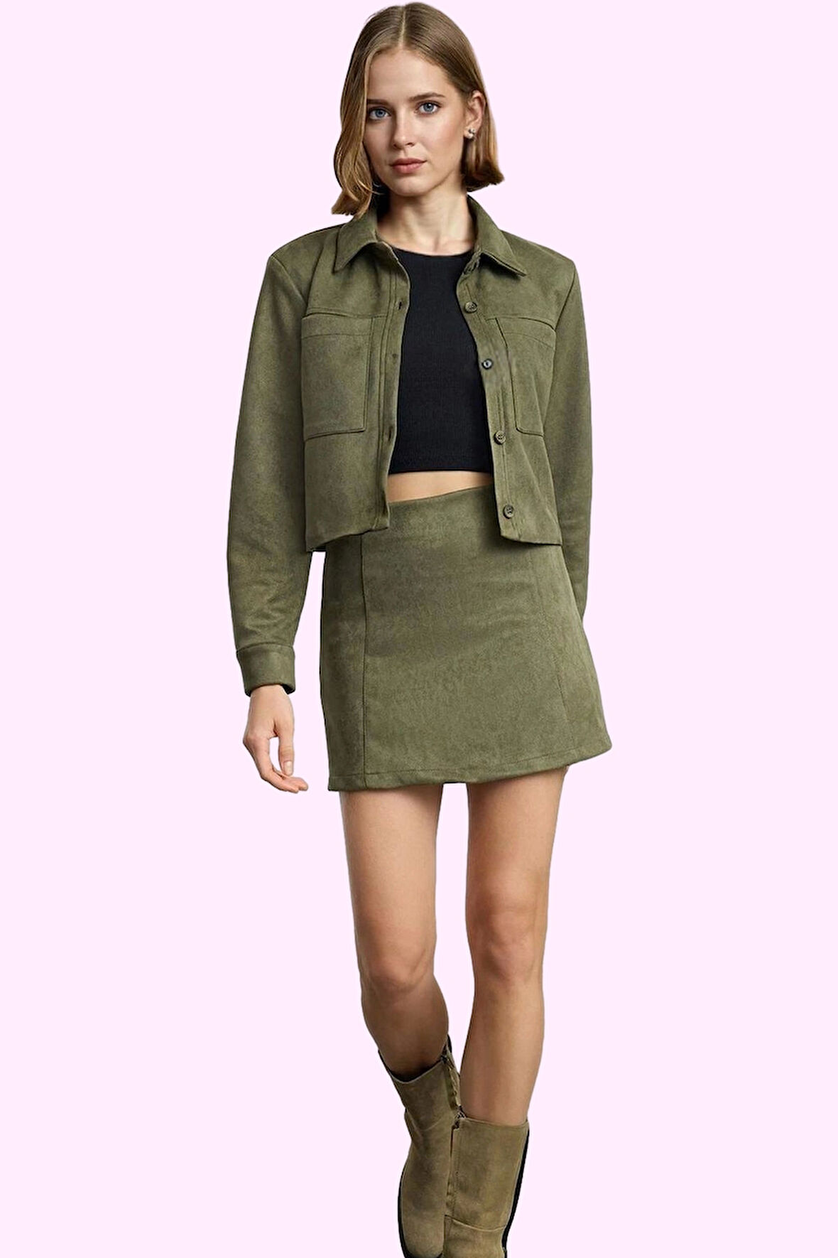 Kadın Süet Dokuma Mini Etek A line Kesim Casual Stil Günlük Kullanım Yaz Aylarının Vazgeçilmezi