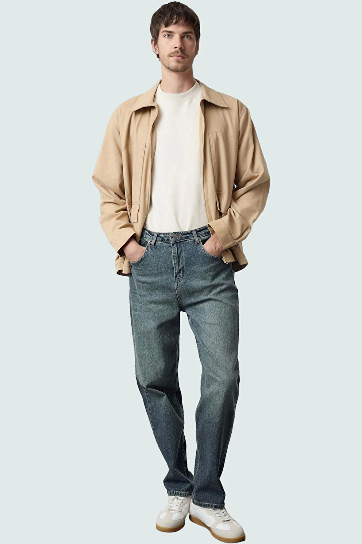 Erkek Denim Straight Fit Bol Kot Pantolon Pamuk Rahat Günlük Stil Yaz Aylarının Vazgeçilmezi