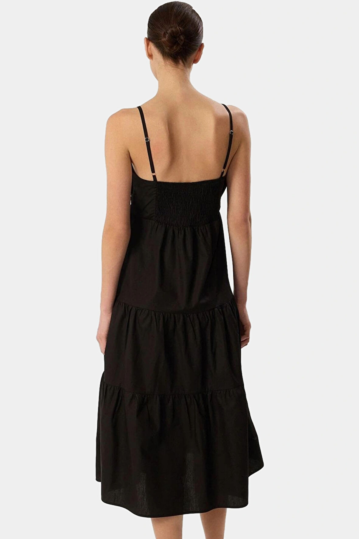 Pamuk Fiyonklu Poplin Midi Elbise Skater Kalıp Rahat Günlük Stil Ve Şık Modern