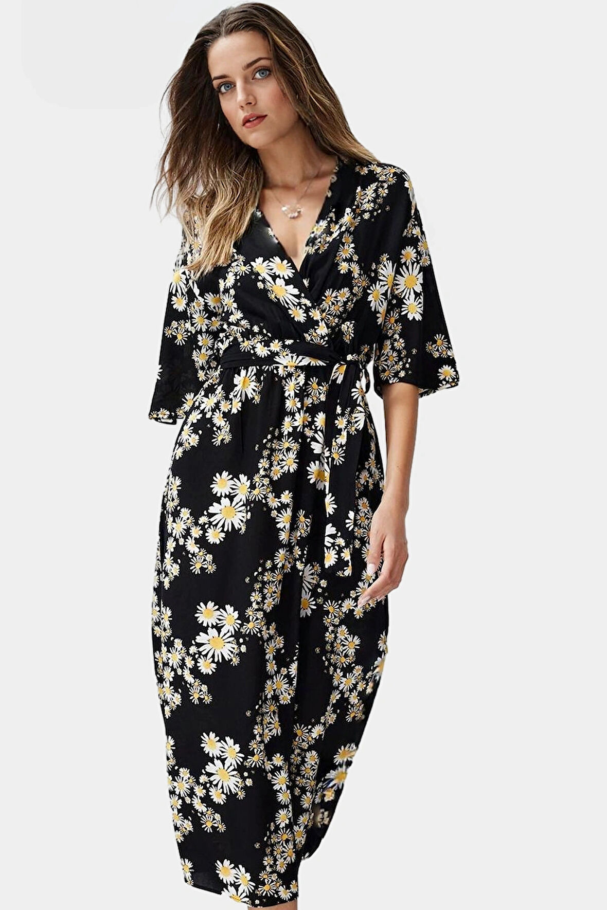 Yazlık Çok Çiçekli A Kesim Maxi Elbise Rahat Şık ve Nefes Alabilir Mükemmel Uyum