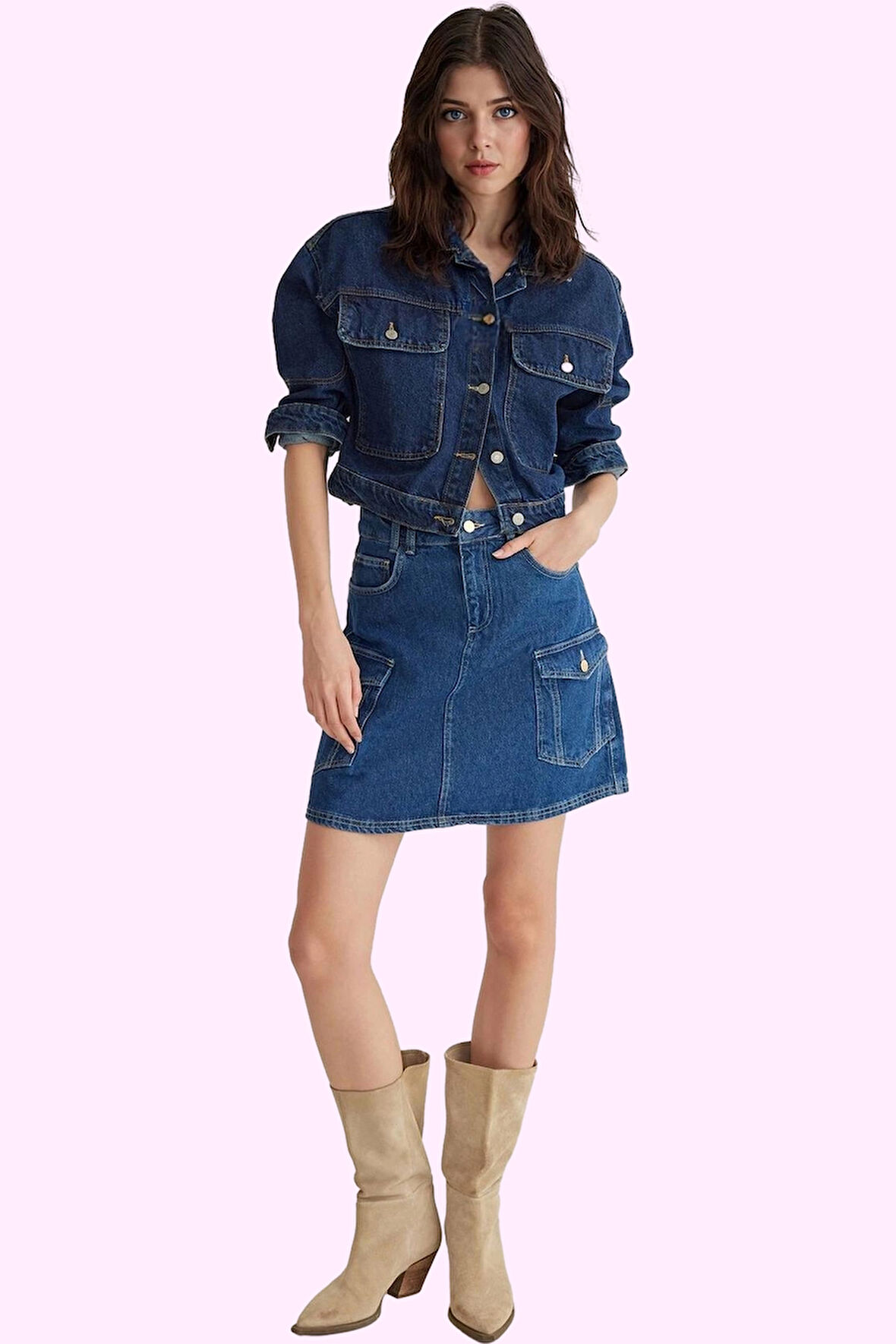Kadın Denim A line Mini Etek Pamuk Yaz Aylarının Vazgeçilmezi Günlük Kullanım Modern Tasarım