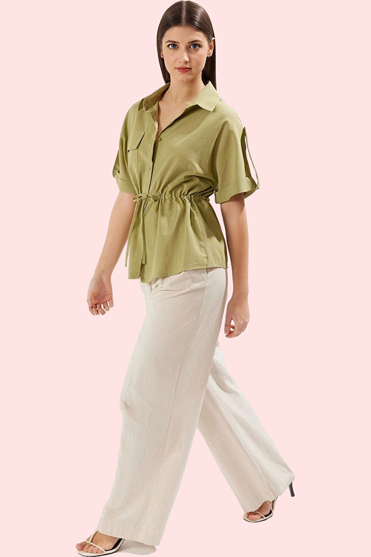 Kadın Pamuklu Gömlek Önden Bağlama Detaylı Rahat Günlük Stil Hafta Sonu Yaz Aylarının Vazgeçilmezi