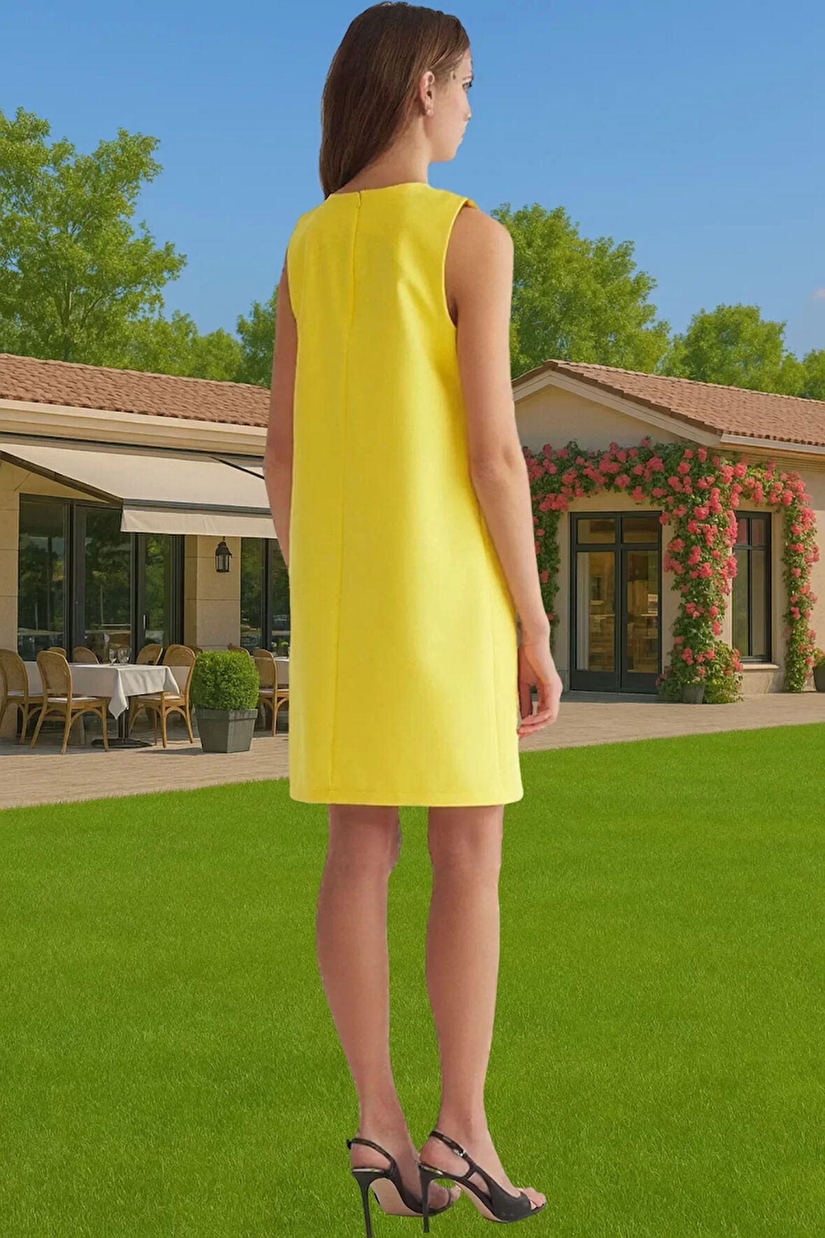 Kadın Mini Boy Polyester Elbise Yazlık İş Elbisesi Finike Dokuma Trend Tasarım Özenle Seçilmiş