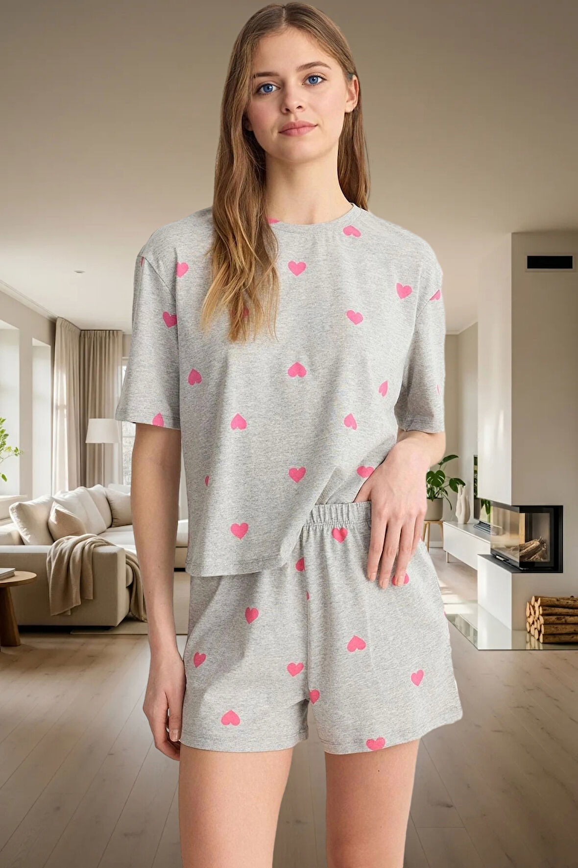Pamuklu Kalpli Pijama Takımı Yazın Rahatlığı ve Şıklığı Uzun Ömürlü Özel Tasarım Özenle Seçilmiş