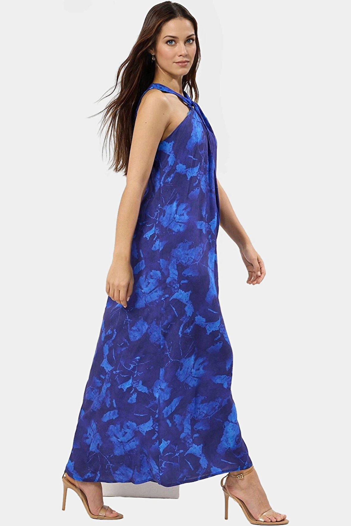 Yazlık Desenli Viskoz Maxi Elbise Rahat ve Şık Modern Stil