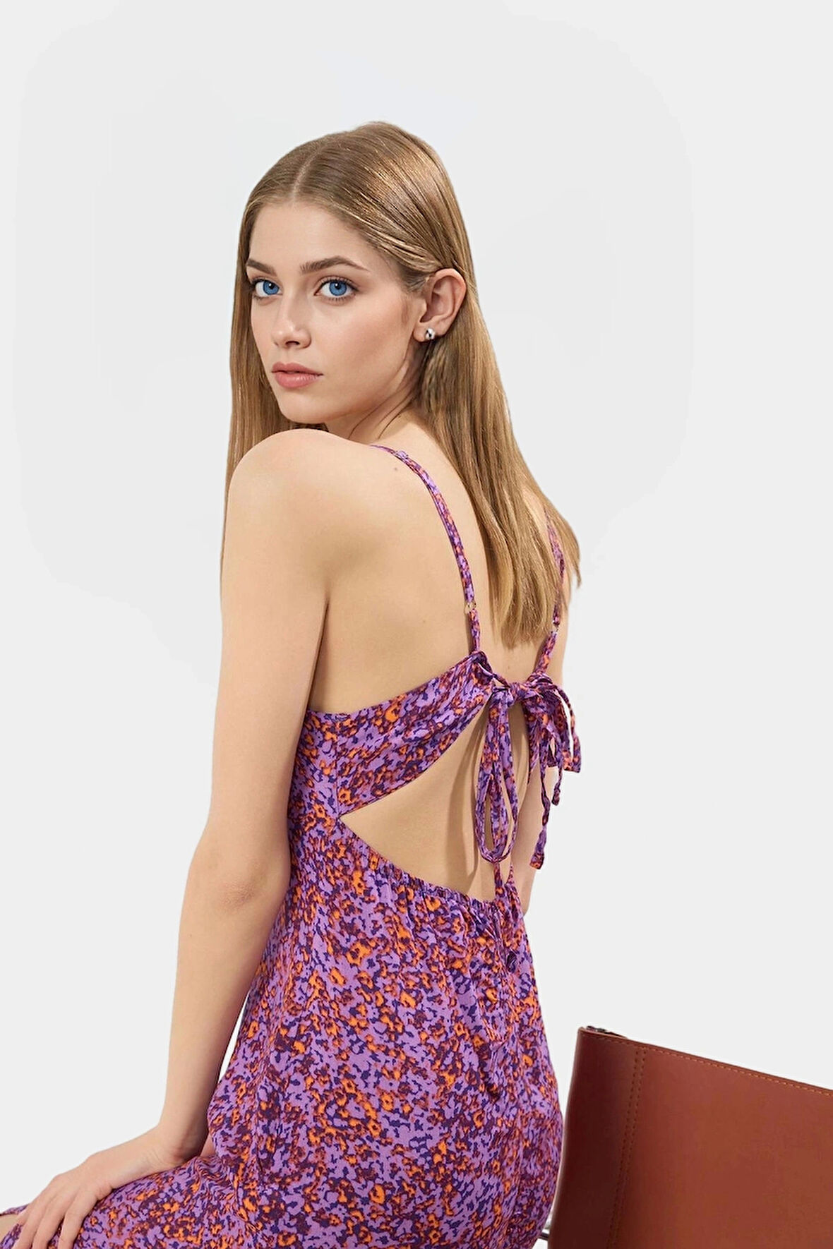 Dokuma Viskoz Çiçekli Midi Elbise A line Kolsuz Rahat Kesim Yüksek Kalite Kullanım