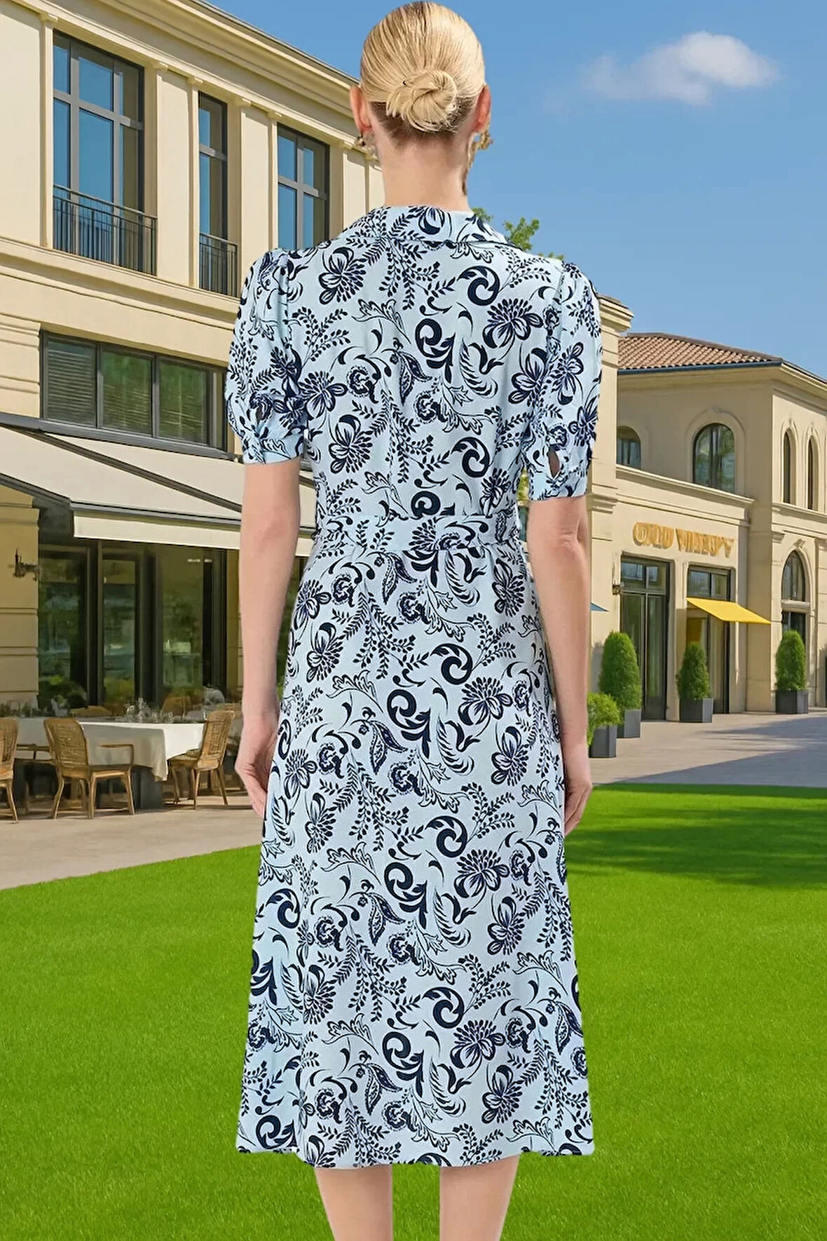 Kadın Şık Midi Boy Viskoz Elbise Animal Desenli Kuşak Detayı Casual Rahat Kullanım Şık Görünüm