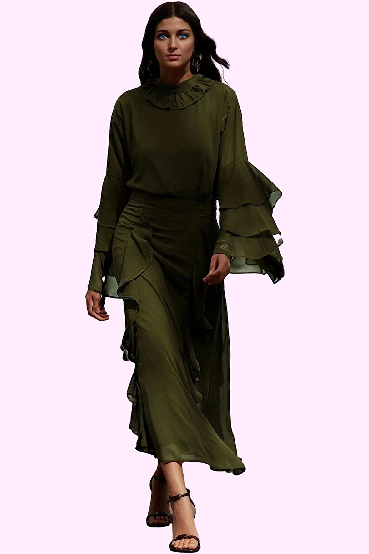 Kadın Maxi Etek Ramadan Koleksiyonu 100% Polyester Şifon Kumaş Günlük Kullanım Özel Günler