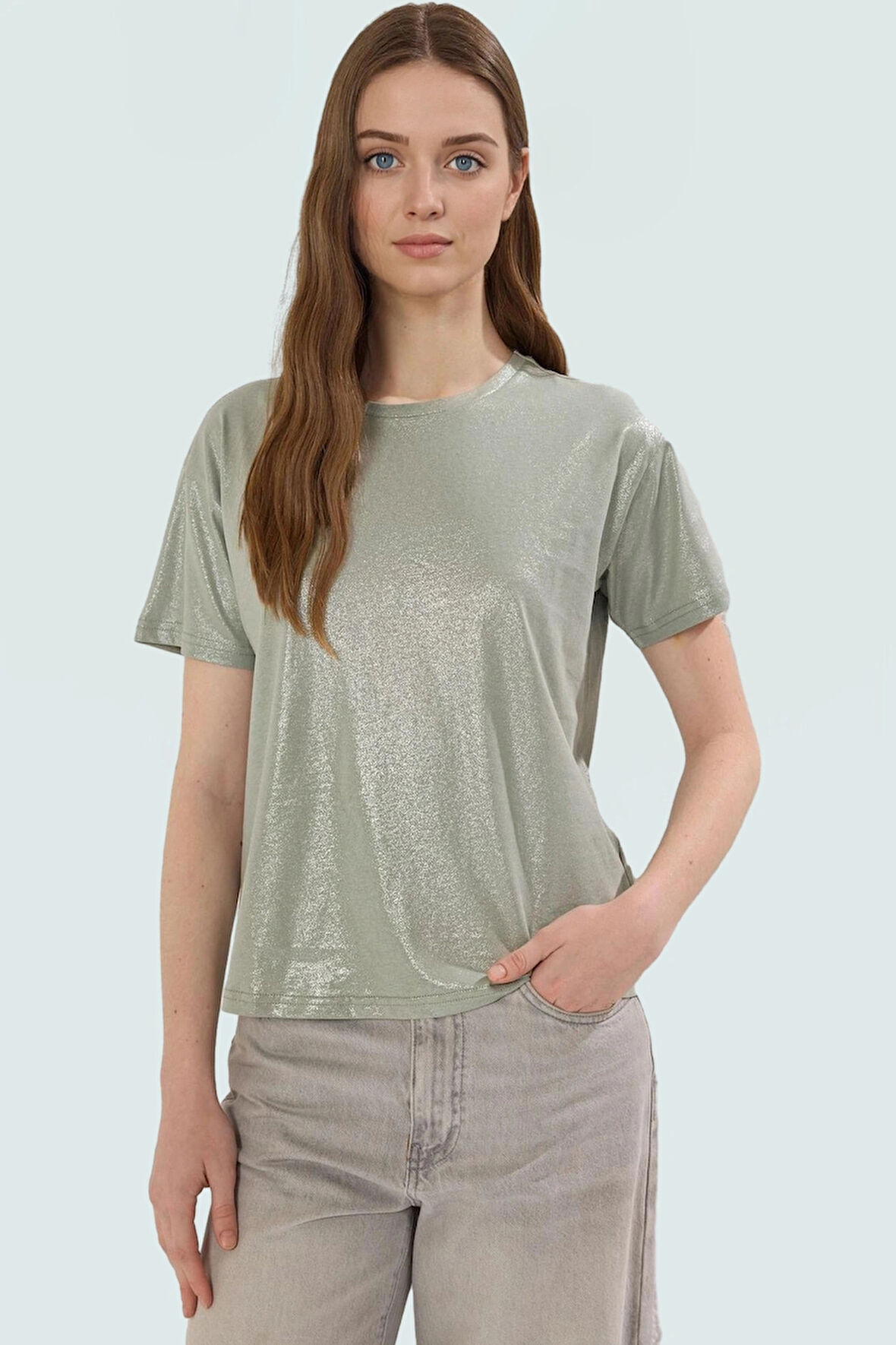 Pamuklu Örme Bluz Regular Kalıp Varak Baskı Rahat Günlük Stil Özenle Seçilmiş Şık Görünüm