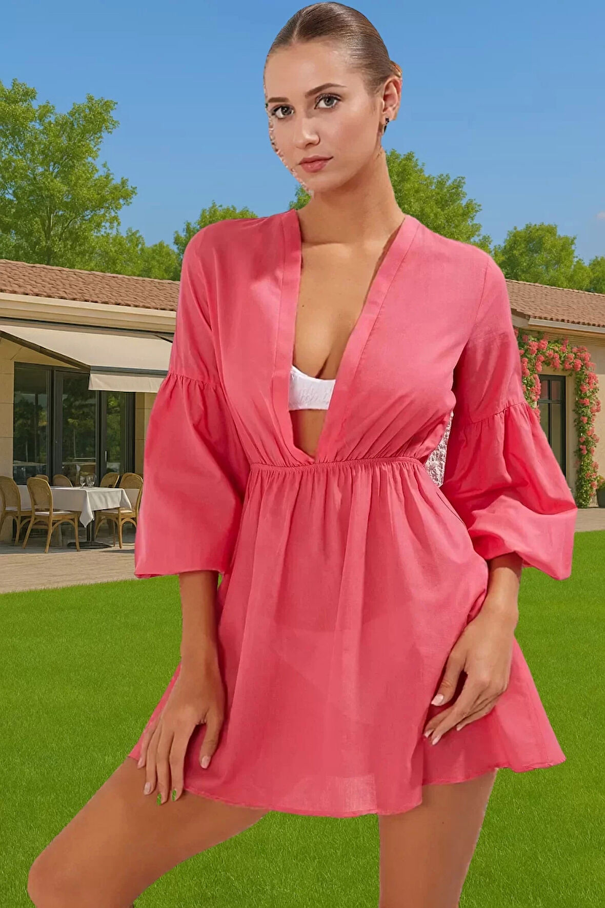 Kadın Pamuk Vual Maxi Plaj Elbisesi Rahat Yazlık Elbise Profesyonel Görünüm Yüksek Kalite