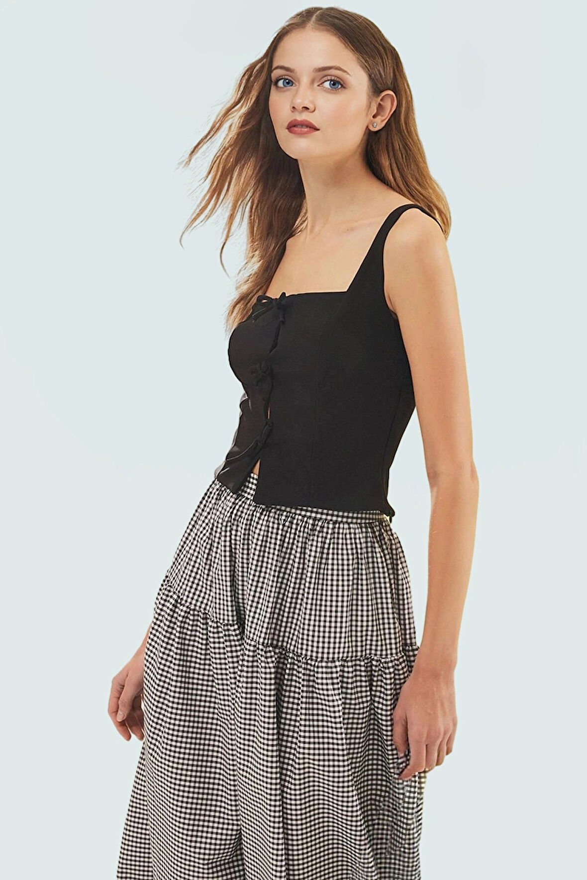 Fitted Kalıp Kolsuz Bluz Finike Dokuma Kare Yaka Yazlık Uzun Ömürlü Seçkin Malzeme