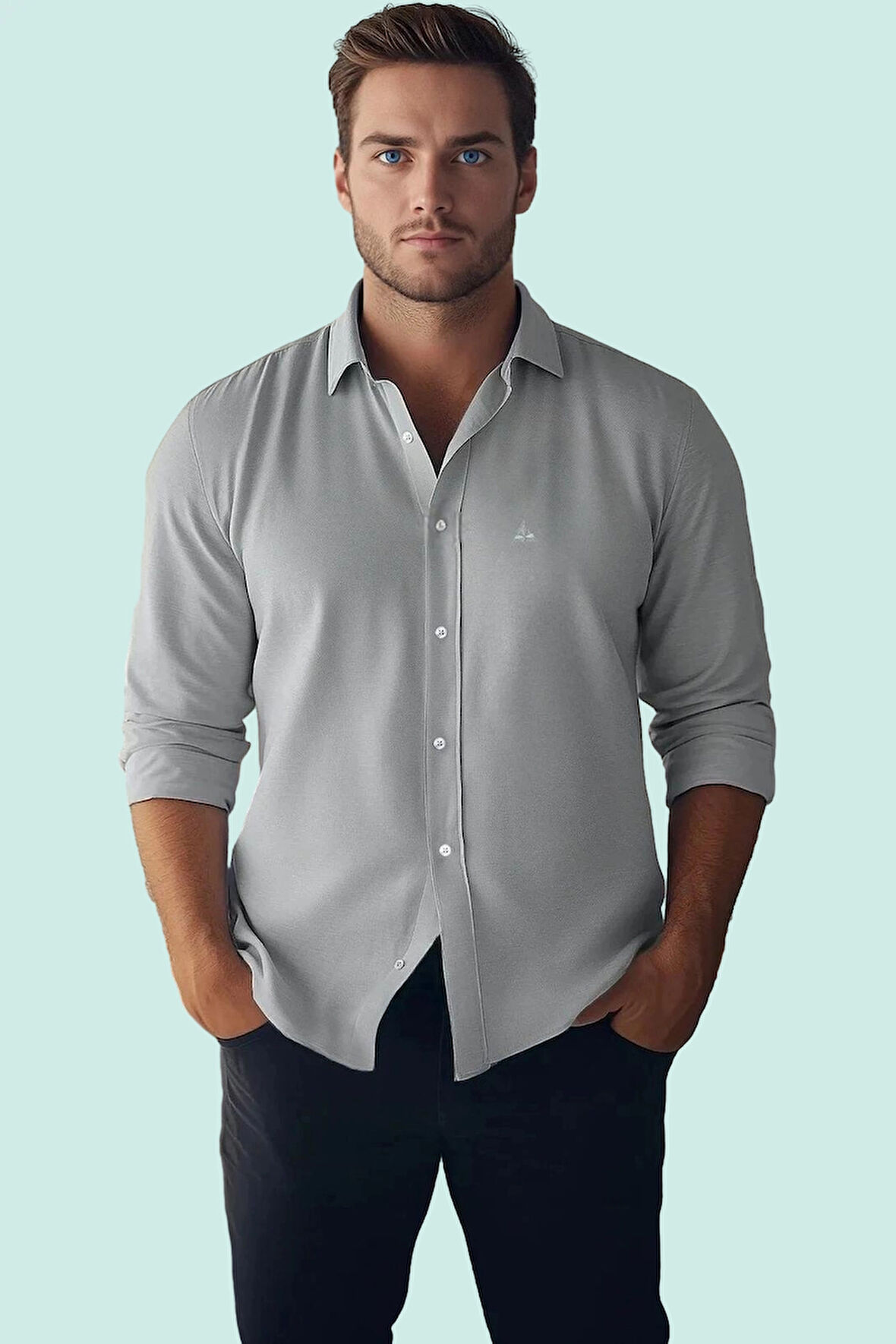 Erkek Smart Basic Gömlek Uzun Kol Pamuk Günlük Kullanım İçin Mükemmel Yaz Aylarının Vazgeçilmezi
