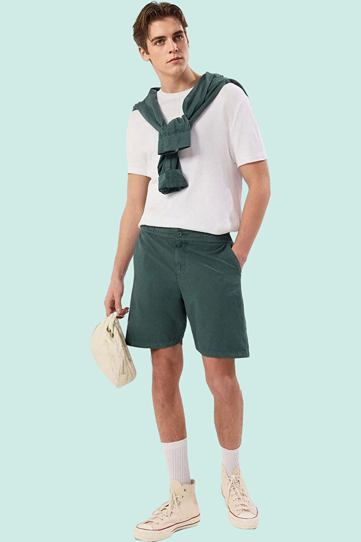 Erkek Yazlık Kısa Şort Pamuk Dokuma Kumaş Rahat Loose Fit Günlük Kullanım İçin Özel Günler