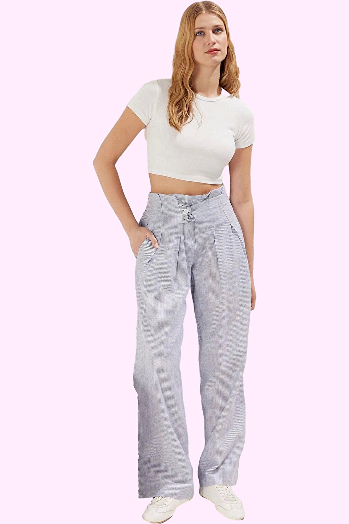 Kadın Pamuk Yüksek Bel Wide Leg Pantolon Rahat ve Şık Günlük Stil Yaz Aylarının Vazgeçilmezi