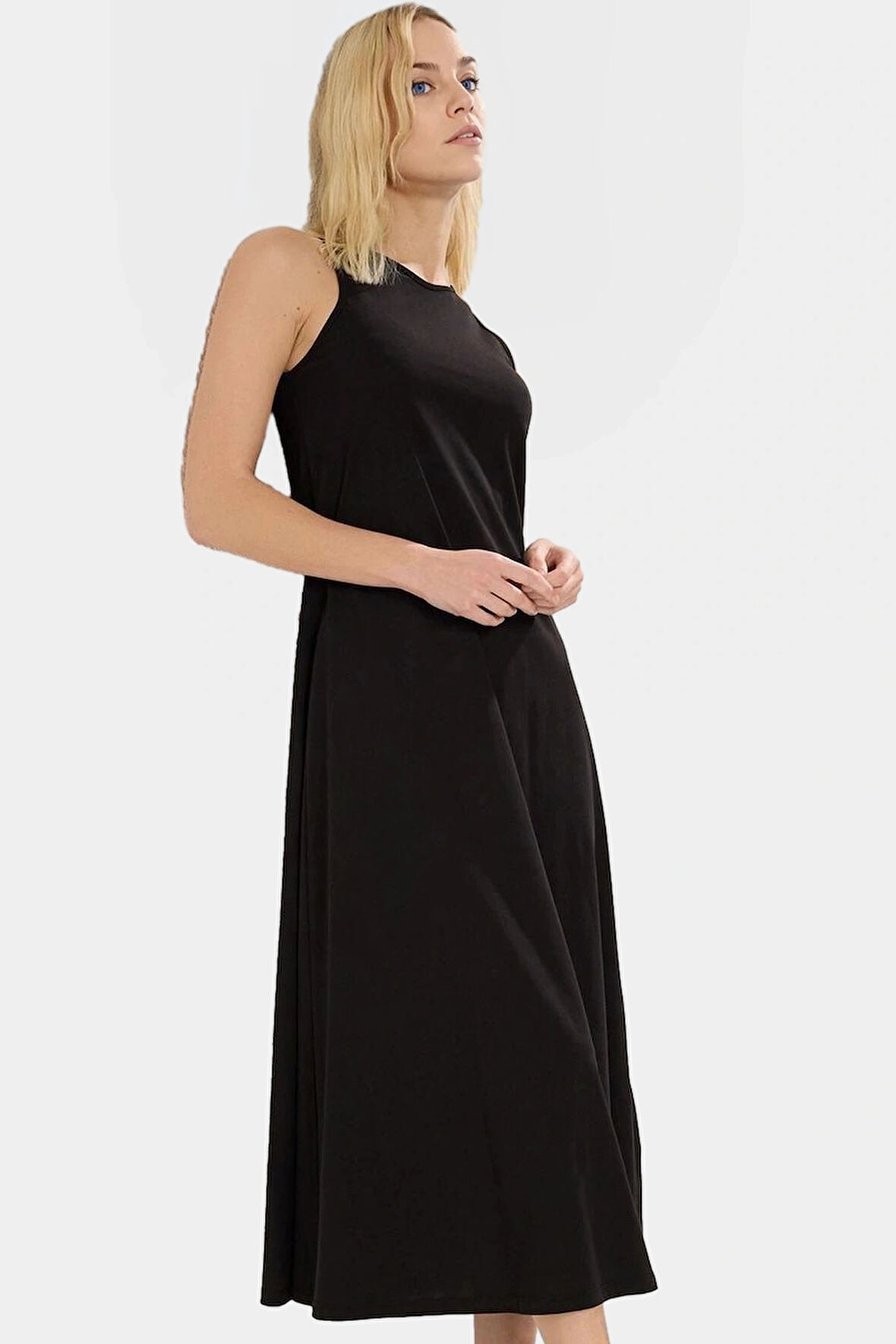 Rahat Pamuklu Maxi Elbise A Line Kesim Halter Yaka Günlük Stil Konforlu Uzun Ömürlü