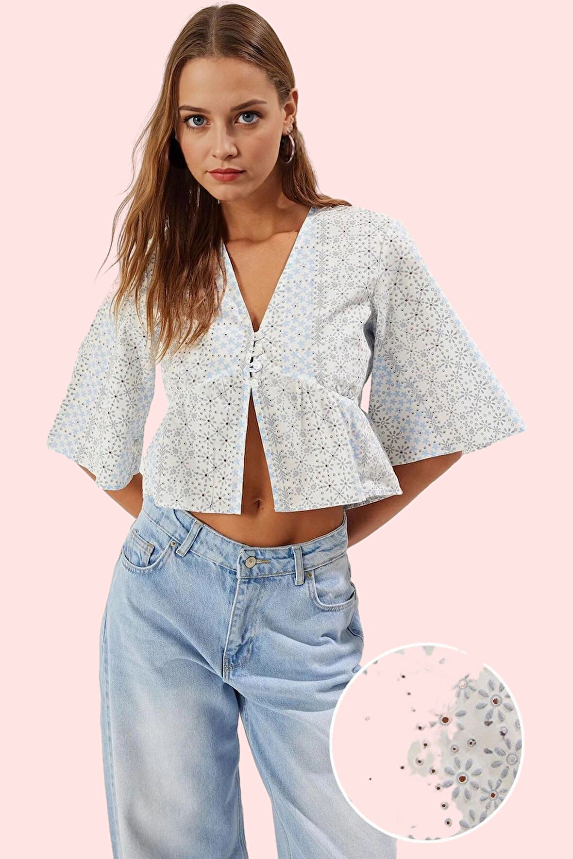 Kadın Çiçekli Desenli V Yaka Gömlek Pamuk Rahat Kesim Günlük Stil Yaz Aylarının Vazgeçilmezi