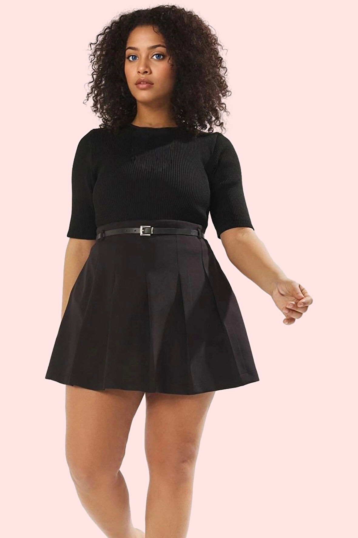 Büyük Beden Kadın Şort Etek; Dokuma Kumaş Yüksek Bel Kısa Boy Günlük Kullanım Modern Tasarım