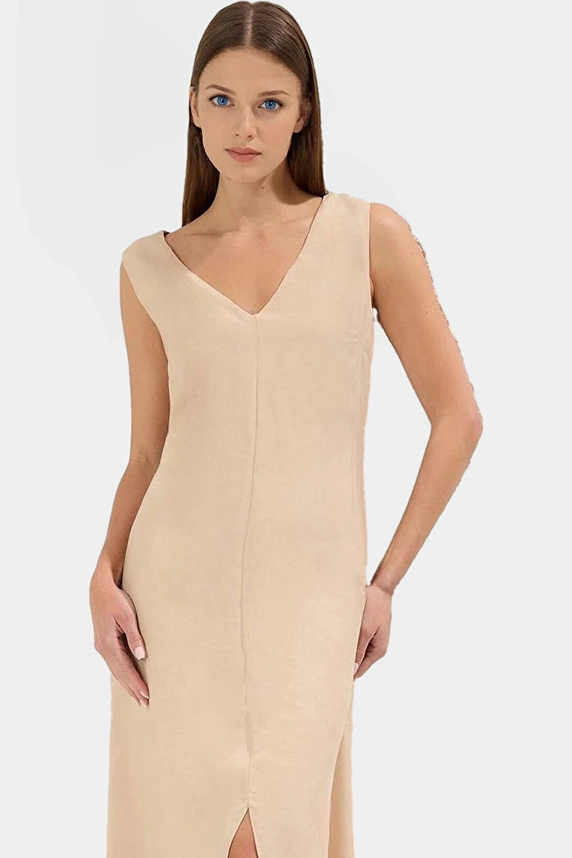 Nefes Alabilir Polyester Dokuma Midi Elbise Rahat Günlük Kullanım Konforlu Kesim Uzun Ömürlü