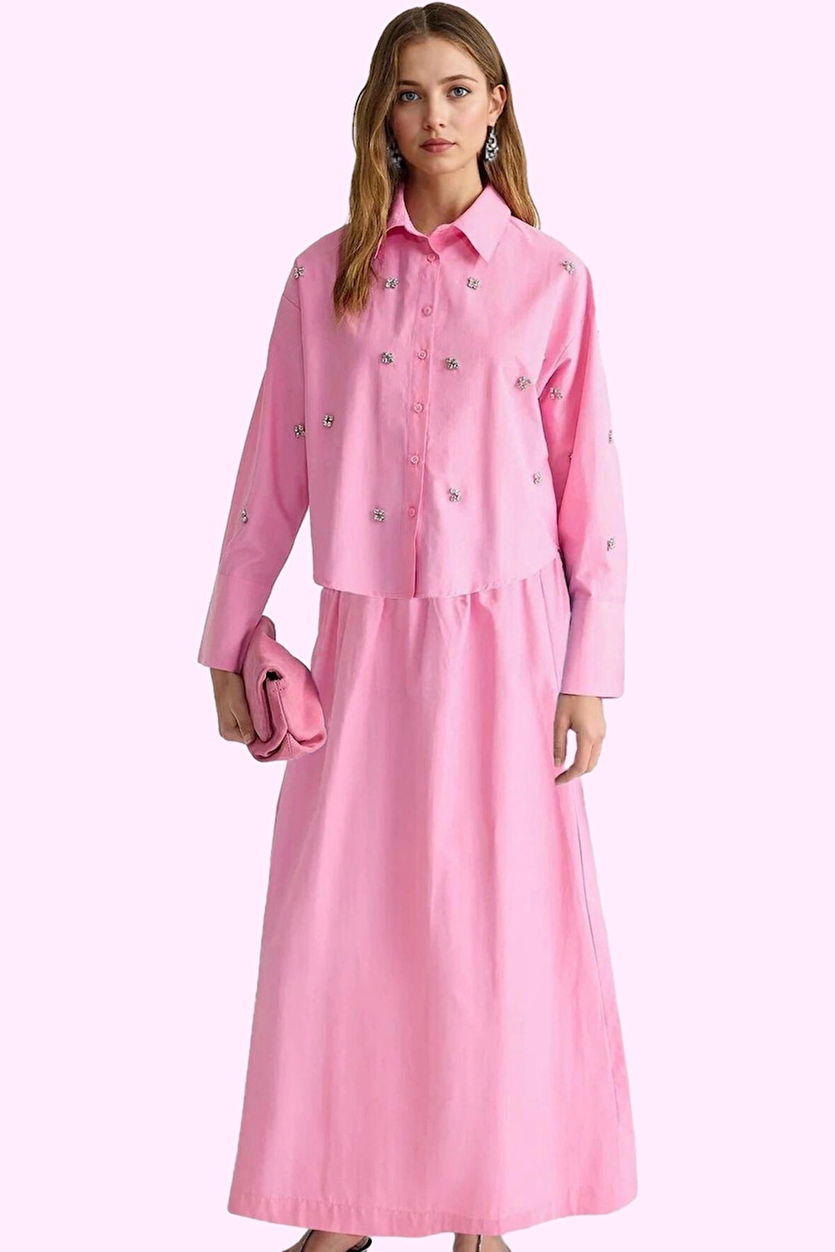 Kadın Pamuklu Terrycotton Maxi Etek Renk Rahat Kloş Kesim Günlük Yaz Aylarının Vazgeçilmezi