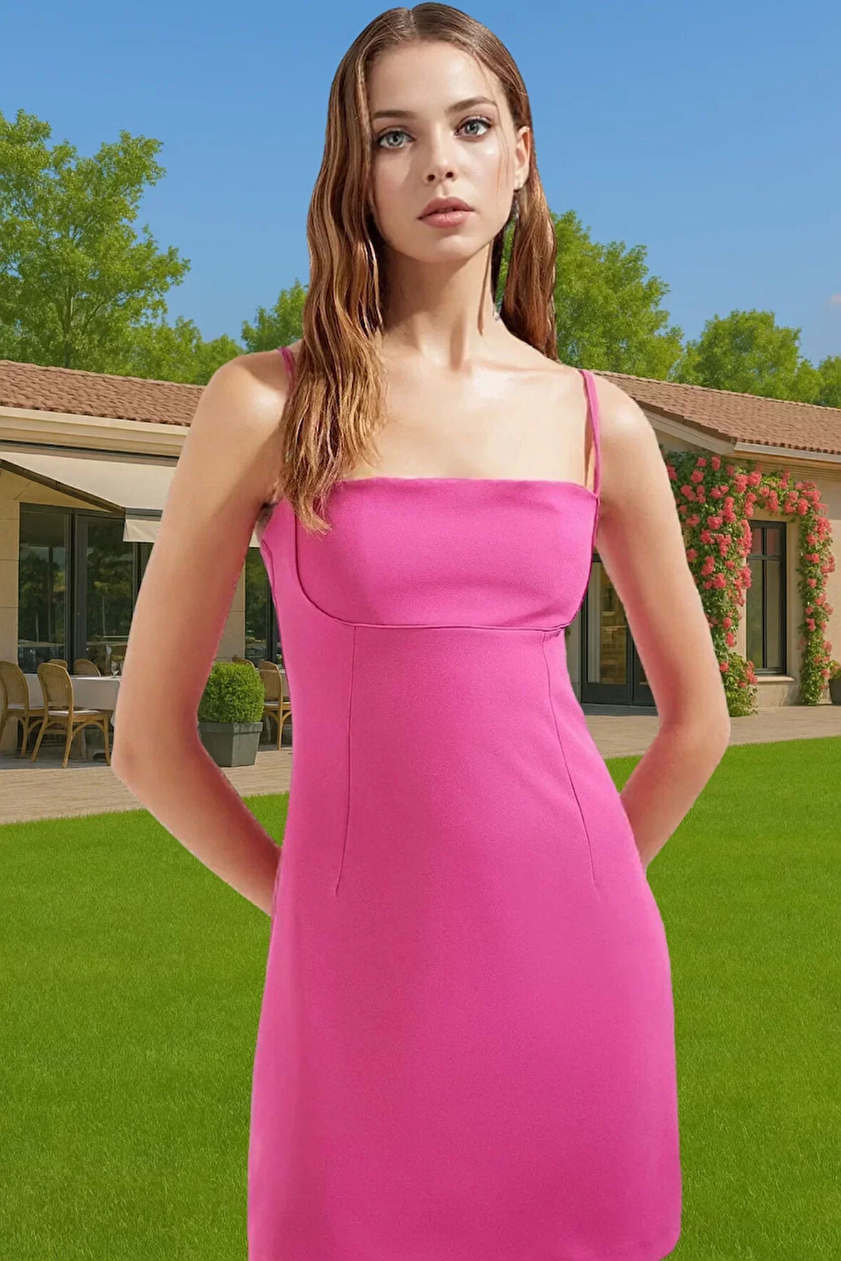 Straplez A Kesim Mini Elbise Polyester Elastan Yazlık Gece Elbisesi Uzun Ömürlü Mükemmel Uyum