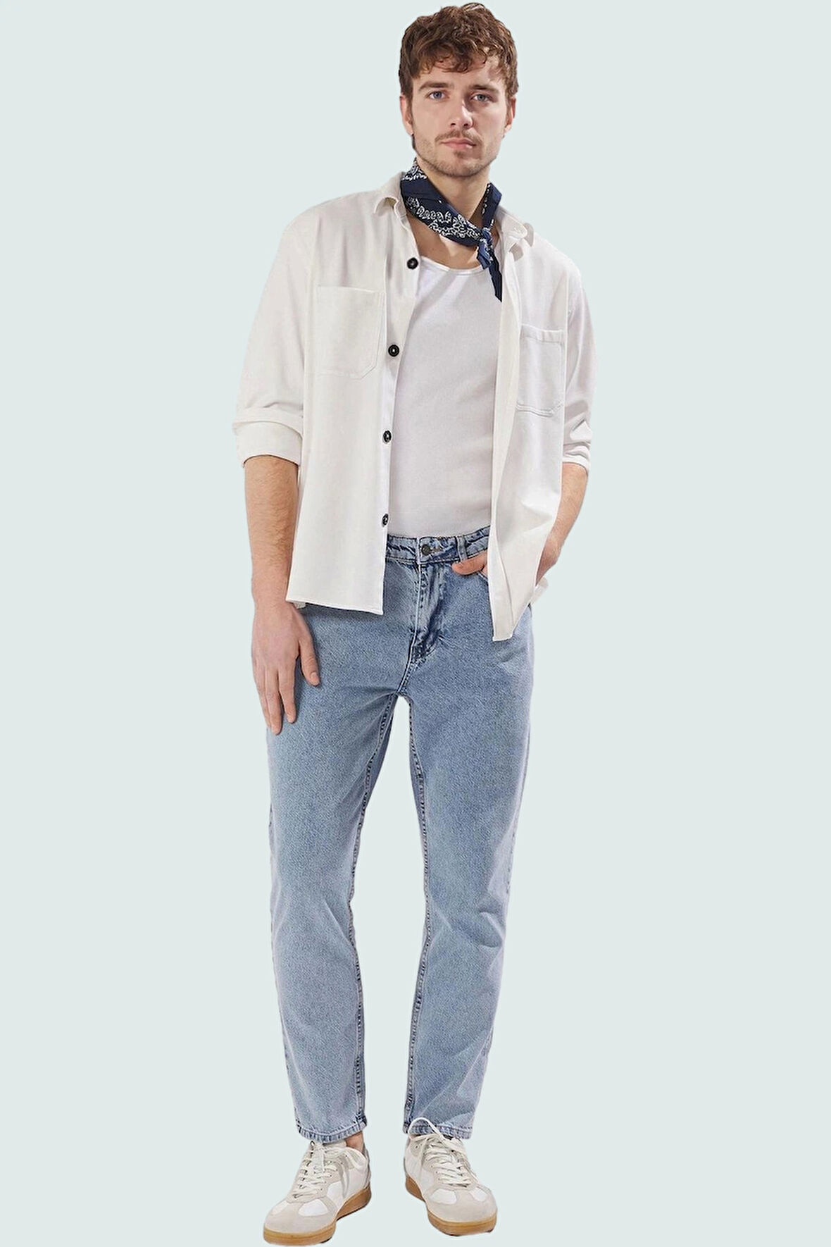 Erkek Pamuk Denim Kot Pantolon Renk Dar Paça Günlük Stil Hafta Sonu Yaz Aylarının Vazgeçilmezi