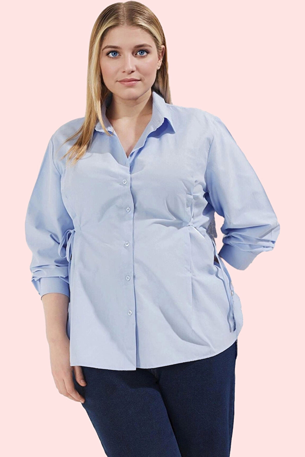 Kadın Düz Desenli Basic Gömlek Günlük Ve İş Hayatı İçin Rahat Hafta Sonu Dayanıklı Malzeme