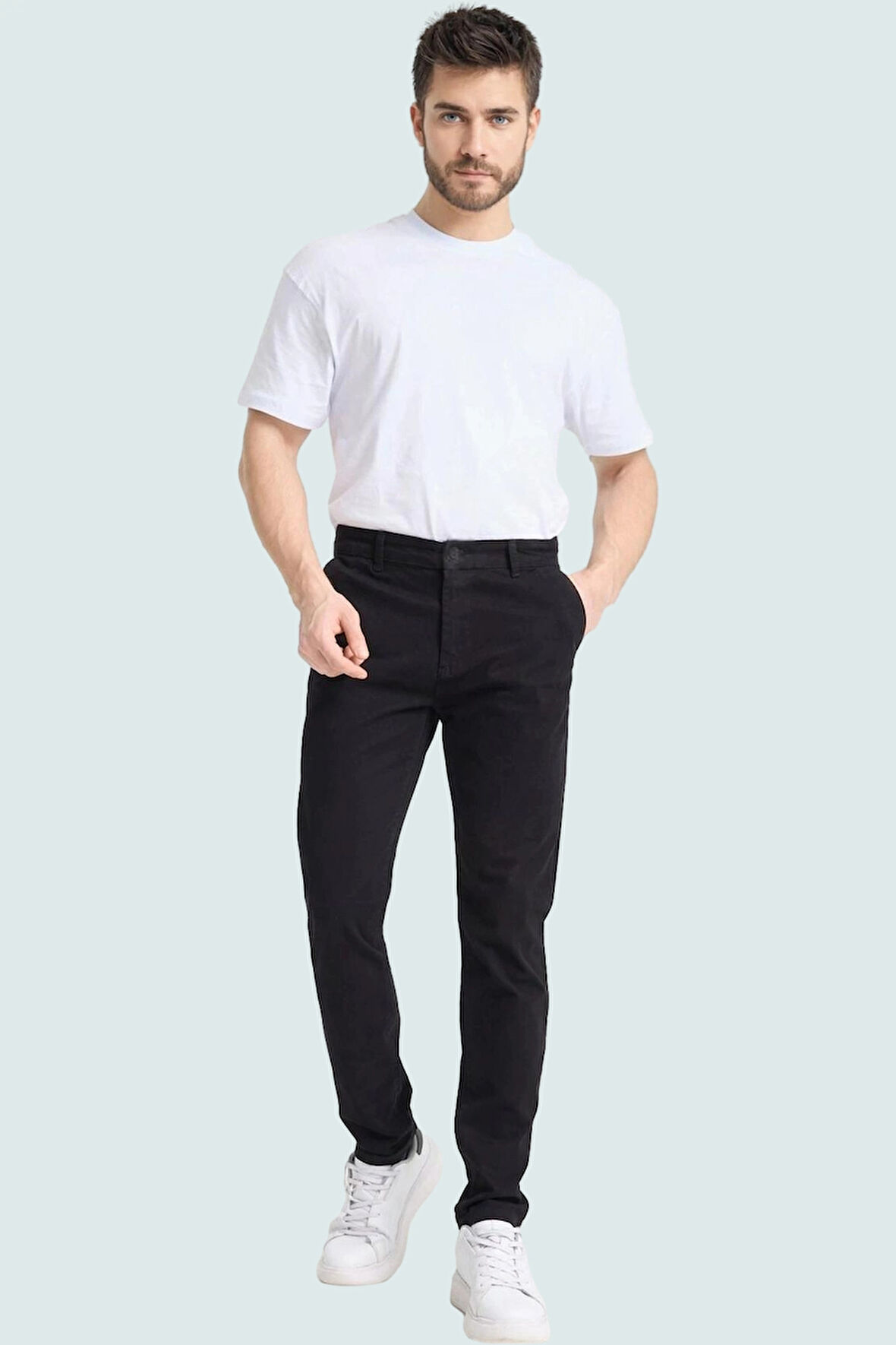 Erkek Slim Fit Uzun Boy Chino Pantolon Esnek Gabardin Kumaş Günlük Kullanım Modern Tasarım