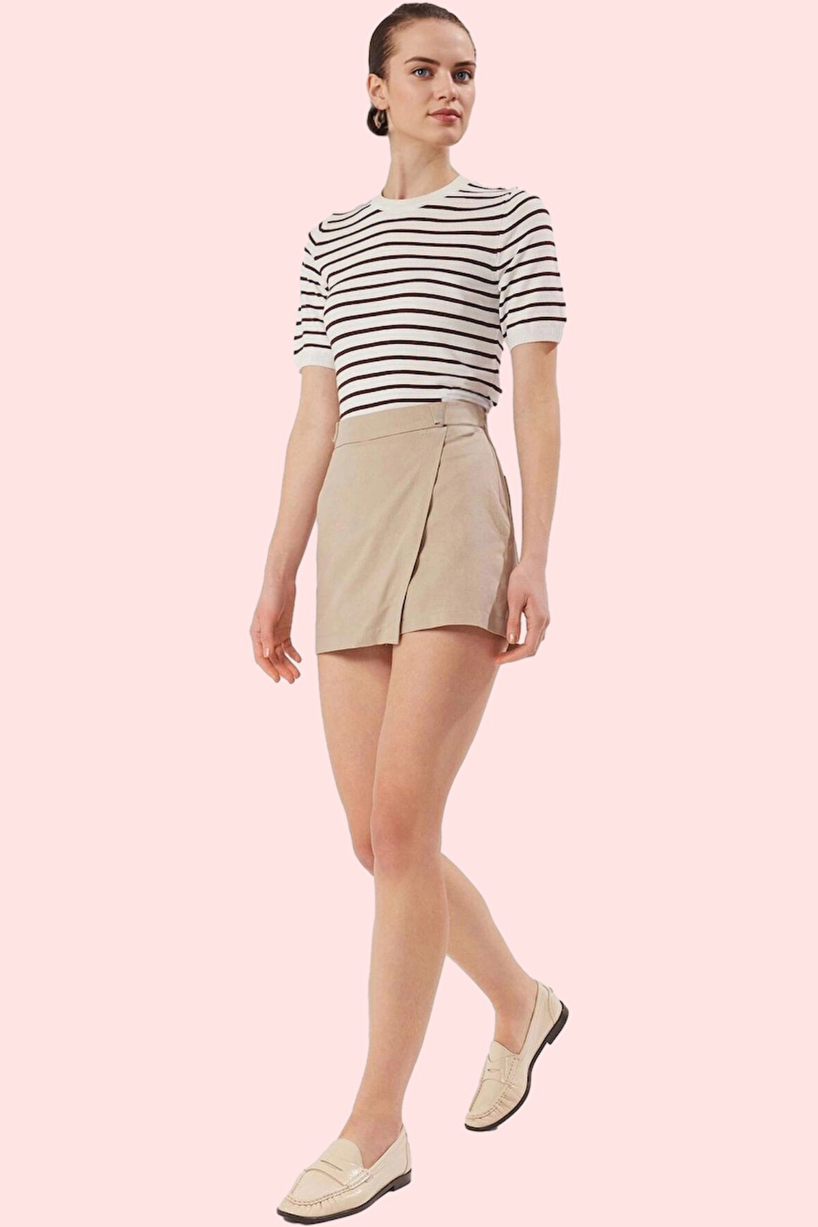 Kadın Şort Etek Pamuk Gabardin Kumaş Normal Bel Kısa Boy Yazlık Casual Yaz Aylarının Vazgeçilmezi