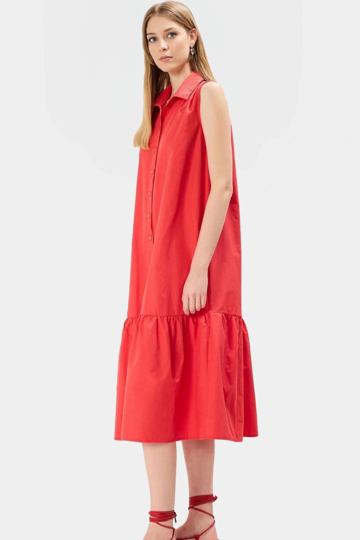 Cool & Comfort Terrycotton Gömlek Elbise Dokuma Kumaş Midi Boy Trend Tasarım Dayanıklı Malzeme