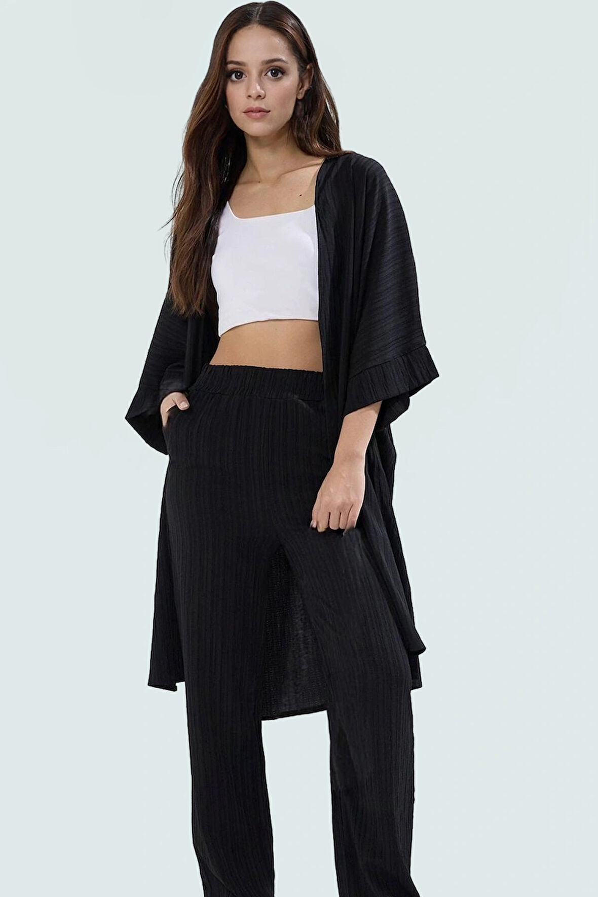 Rahat ve Şık Viskoz Kimono Pantolon Takım Günlük Kullanım İçin İdeal Trend Tasarım