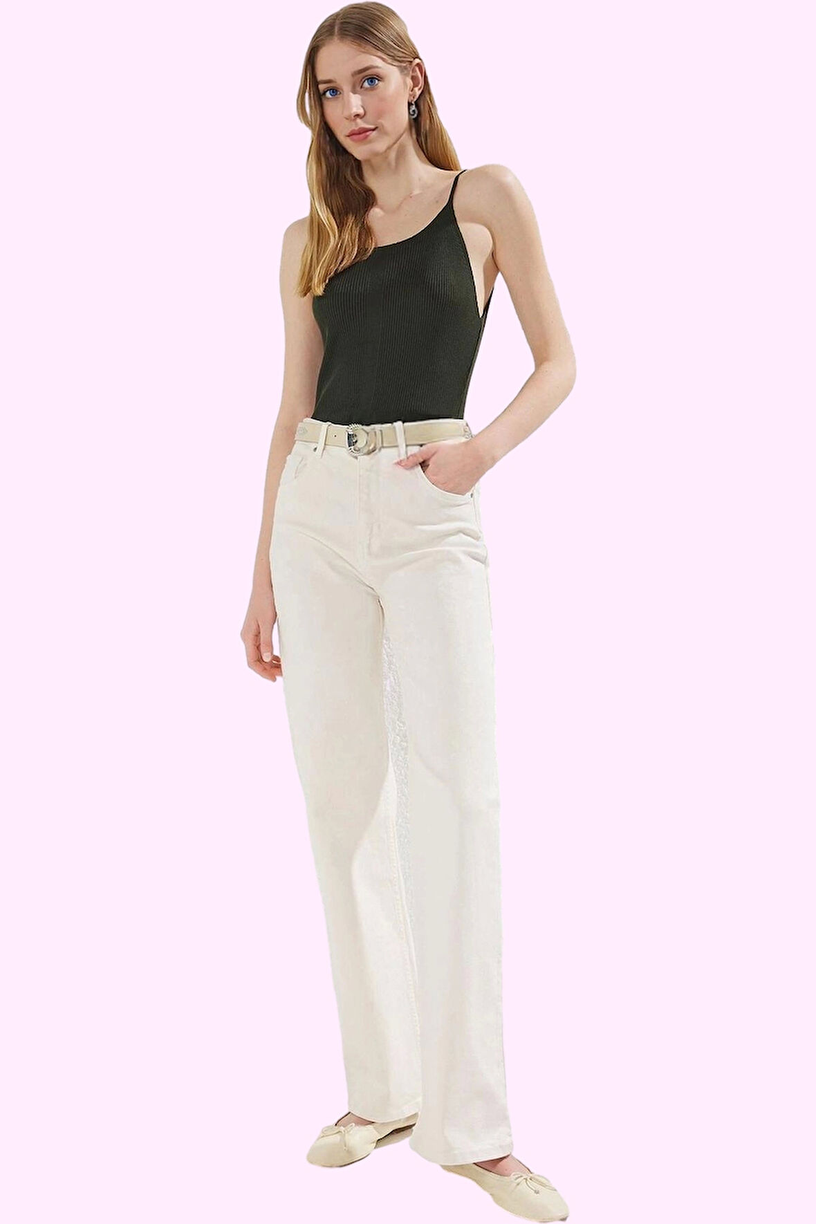 Kadın Leopar Desenli Denim Pantolon Yüksek Bel Wide Leg Rahat Günlük Kullanım Modern Tasarım