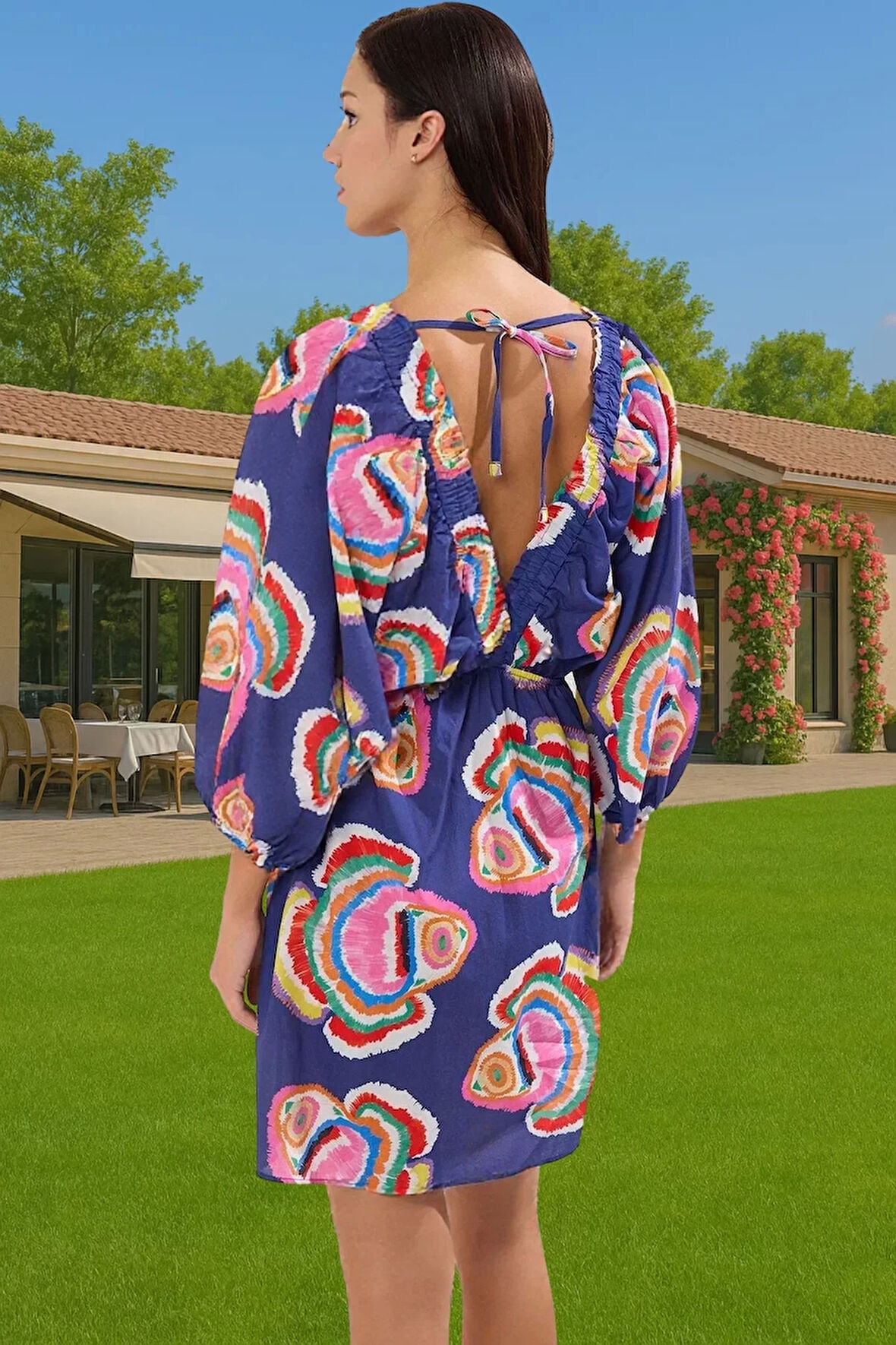 Yazlık %100 Pamuk Mini Elbise Vual Dokuma Tek Kol Balon Özenle Seçilmiş Profesyonel Görünüm