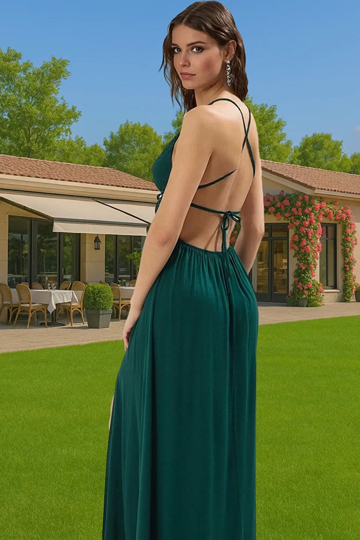 Şık Maxi Viskoz Elbise Tek Omuz Kesimli Plaj Modası Özel Tasarım Rahat Ve Şık Rahat Ve Şık