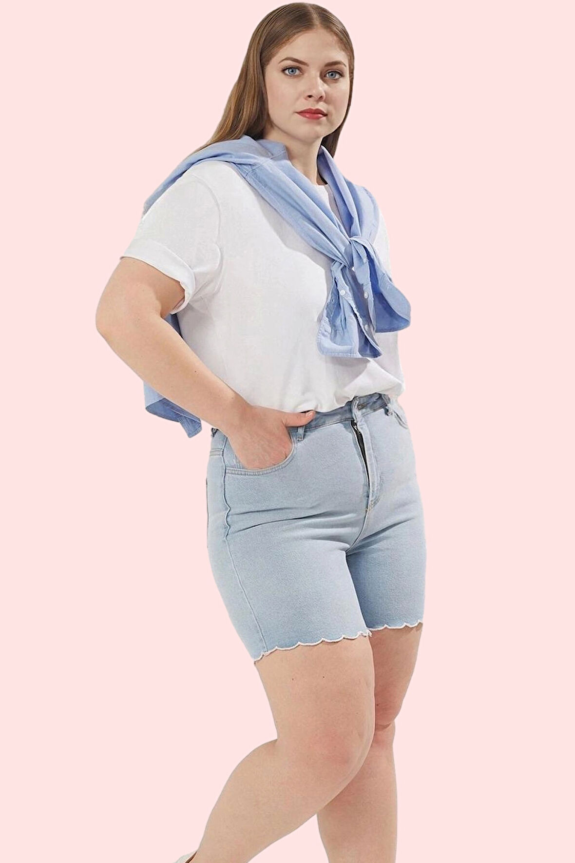 Kadın Denim Şort Yüksek Bel Kısa Boy Dar Paça Casual Günlük Kullanım Yaz Aylarının Vazgeçilmezi