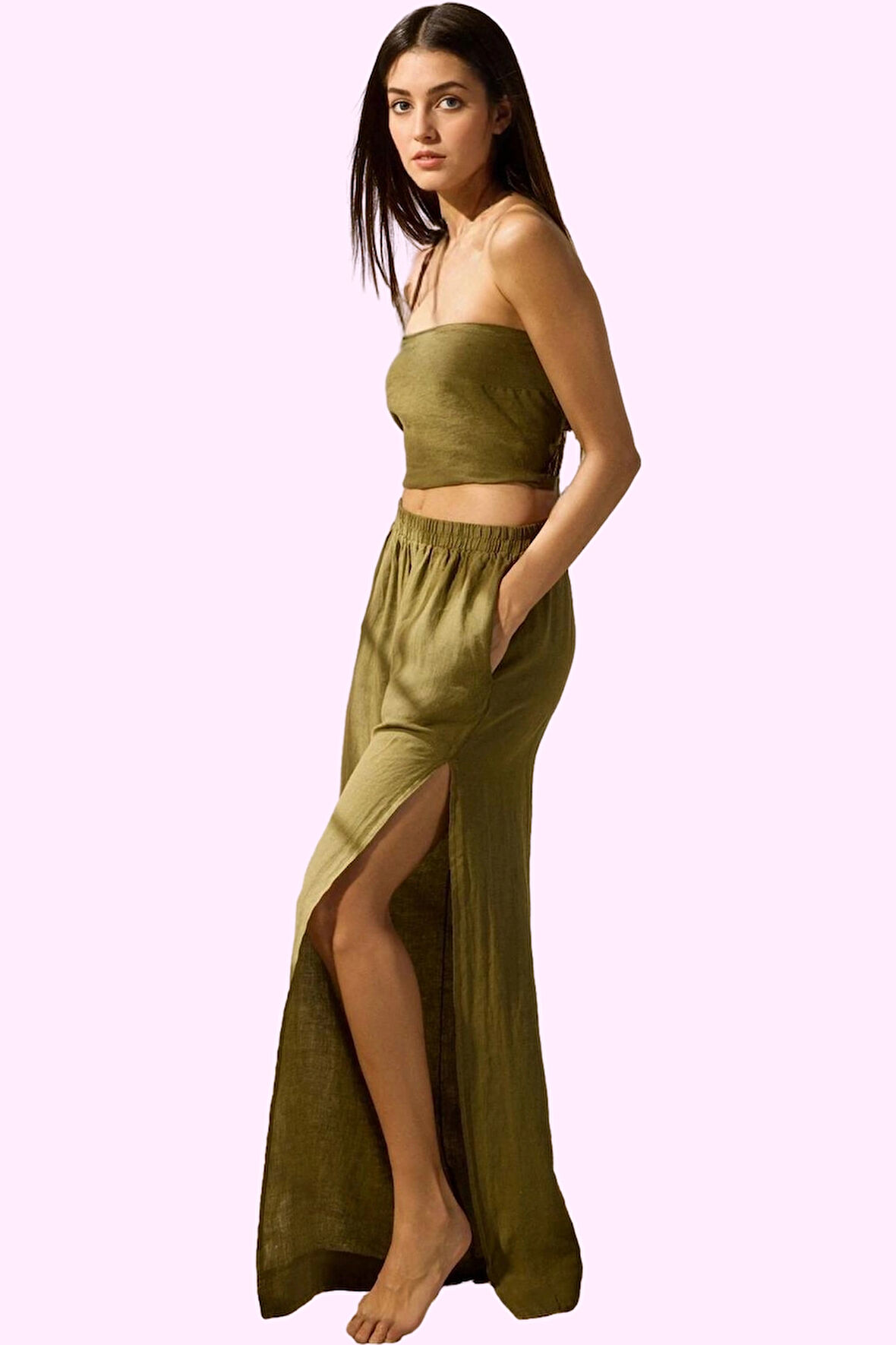 Kadın Renk Keten Dokuma Plaj Pantolonu Rahat ve Şık Yaz Stilleri Günlük Kullanım Hafta Sonu