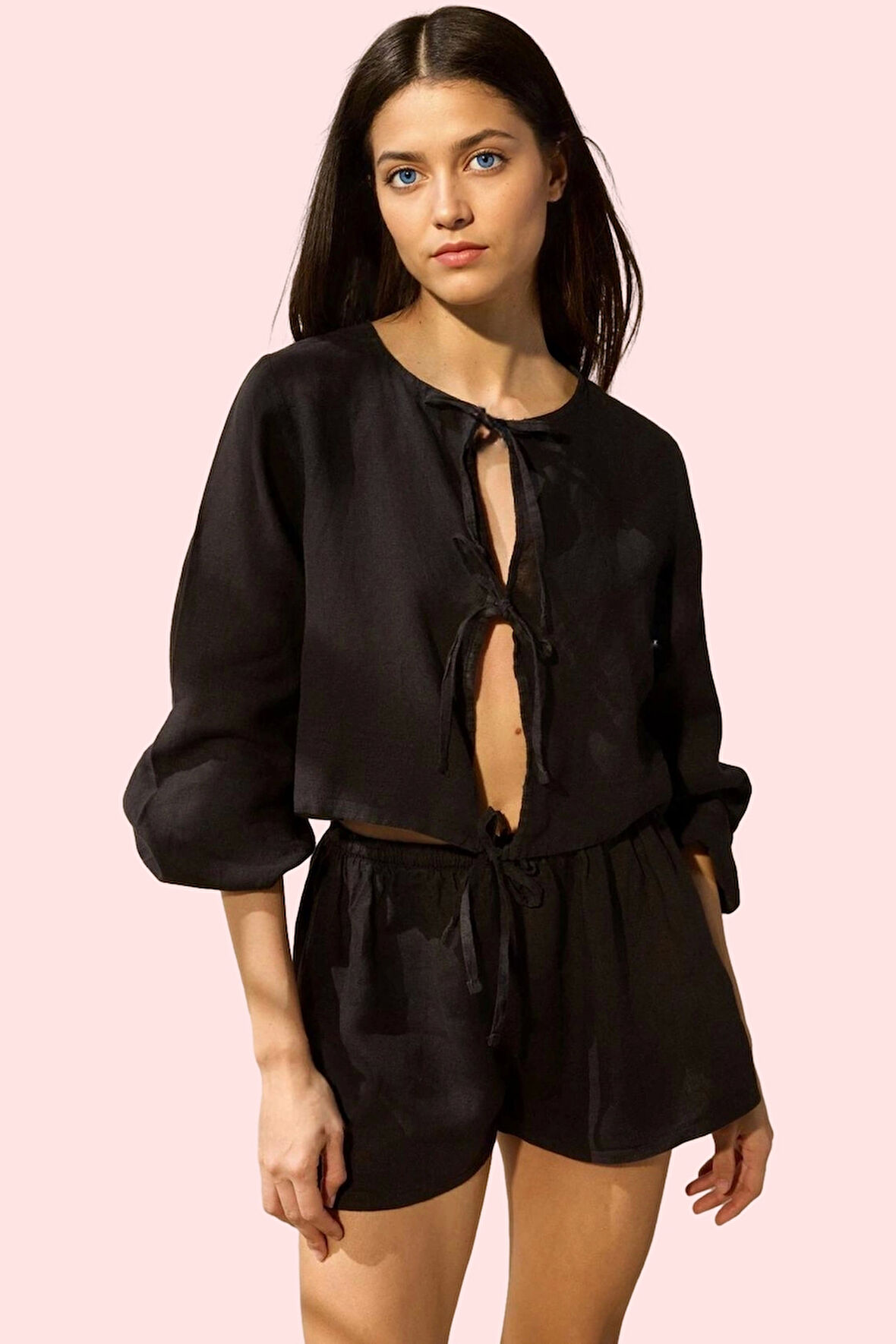 Kadın Keten Crop Gömlek Basic Siluet Fitted Kalıp Rahat Yaz Kombinleri Stilin Buluştuğu Yer