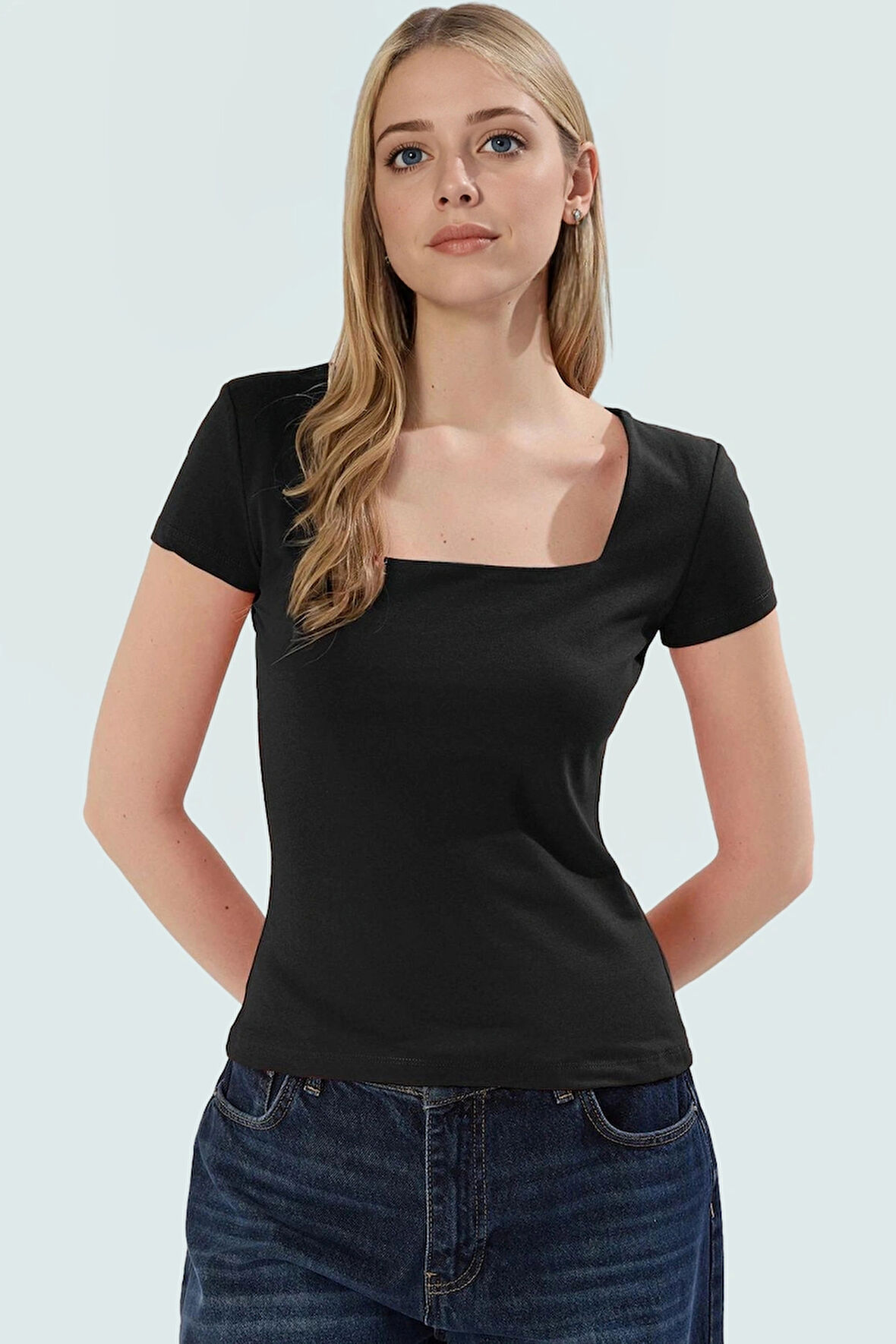 Yazlık Kısa Kollu Pamuklu Elastanlı Bluz Fitted Kalıp Günlük Şıklık Yüksek Kalite