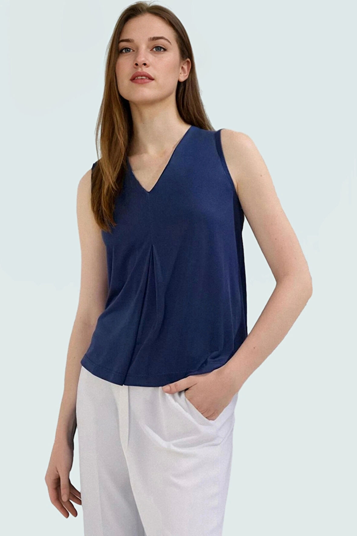 Regular Kalıp Kolsuz Modal Bluz Nefes Alan Rahat Uzun Ömürlü Seçkin Malzeme Modern Stil