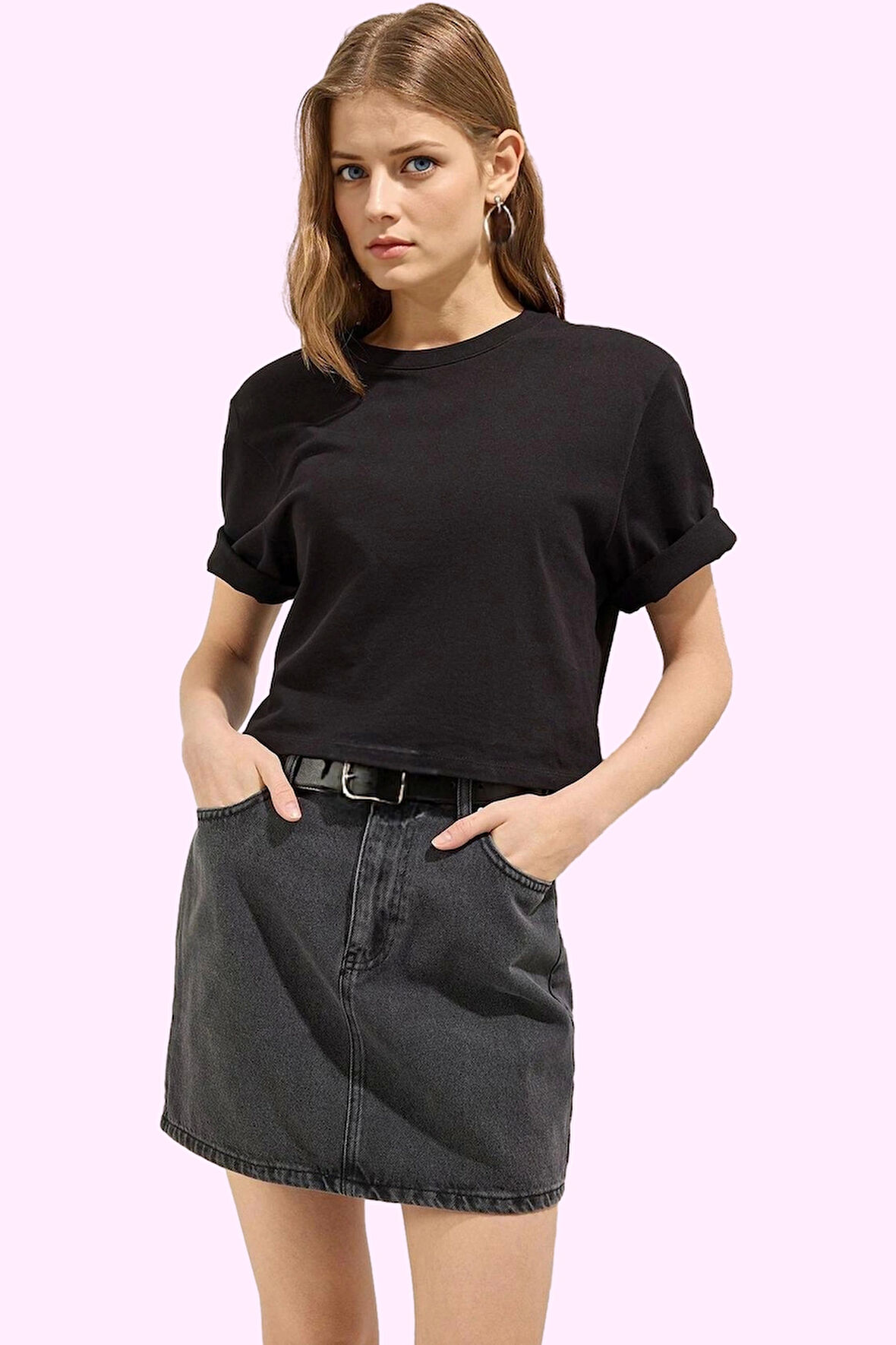 Kadın Denim Mini Etek A line Kalıp Pamuk Günlük Şıklık Hafta Sonu Yaz Aylarının Vazgeçilmezi