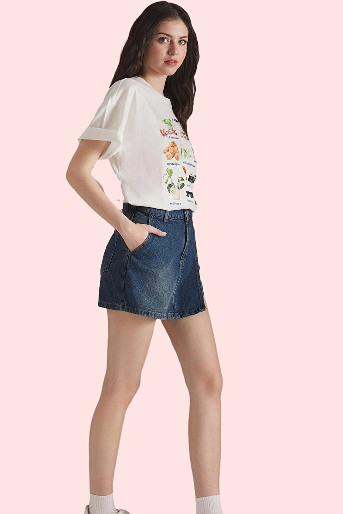 Kadın Care Koleksiyonu Denim Şort Etek Pamuk Günlük Kullanım Hafta Sonu Yaz Aylarının Vazgeçilmezi