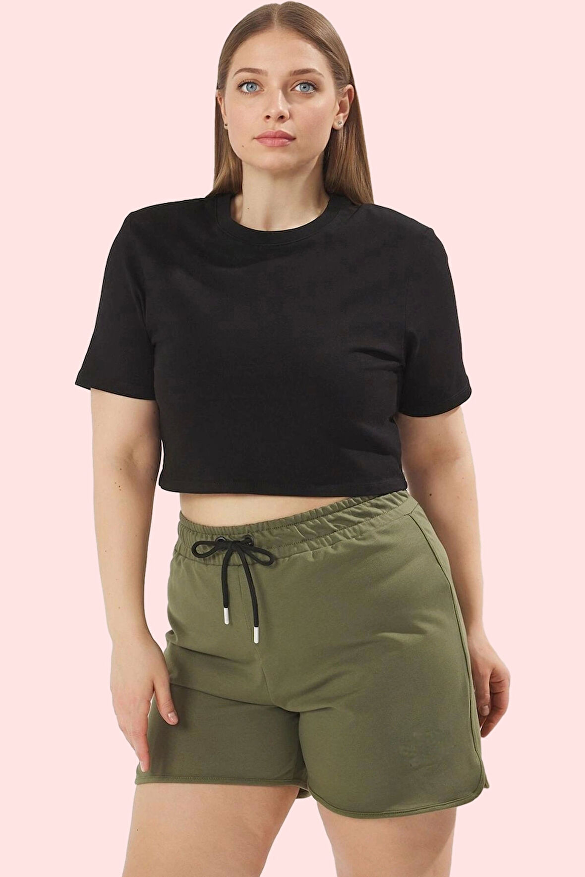 Kadın Pamuklu Örme Şort Büyük Beden Yüksek Bel Casual Stil Günlük Kullanım Kaliteli Malzeme