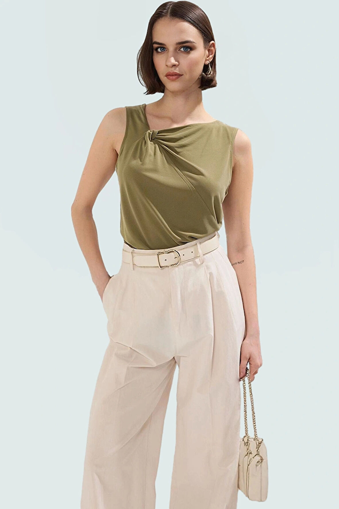 Modal Polyester Bluz Regular Kalıp Asimetrik Yaka Günlük Kullanım Premium Kalite