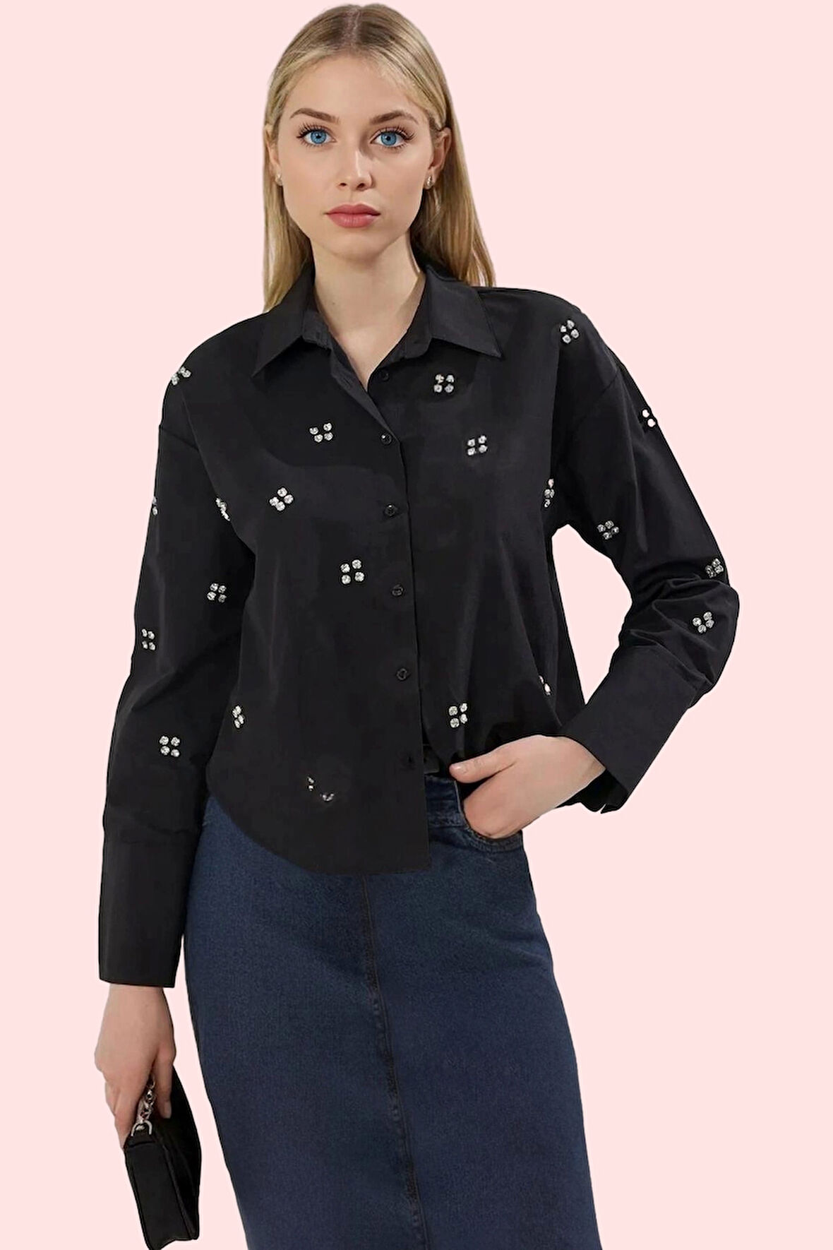 Kadın Düz Desen Basic Gömlek Uzun Kollu Terrycotton Kumaş Yaz Günlük Kullanım Modern Tasarım