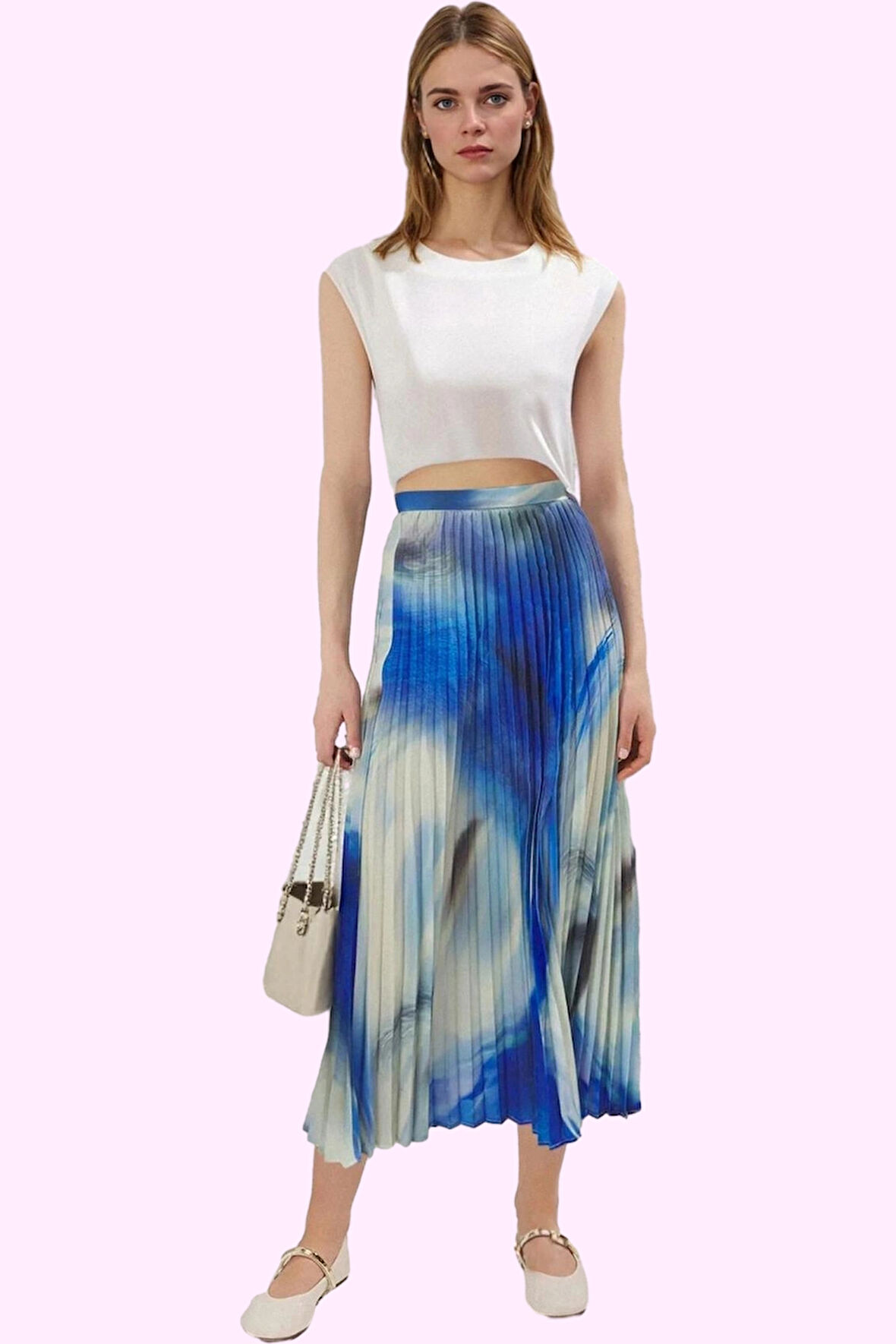 Kadın A line Midi Boy Dokuma Etek Batik Desenli Rahat Yazlık Günlük Kullanım Modern Tasarım